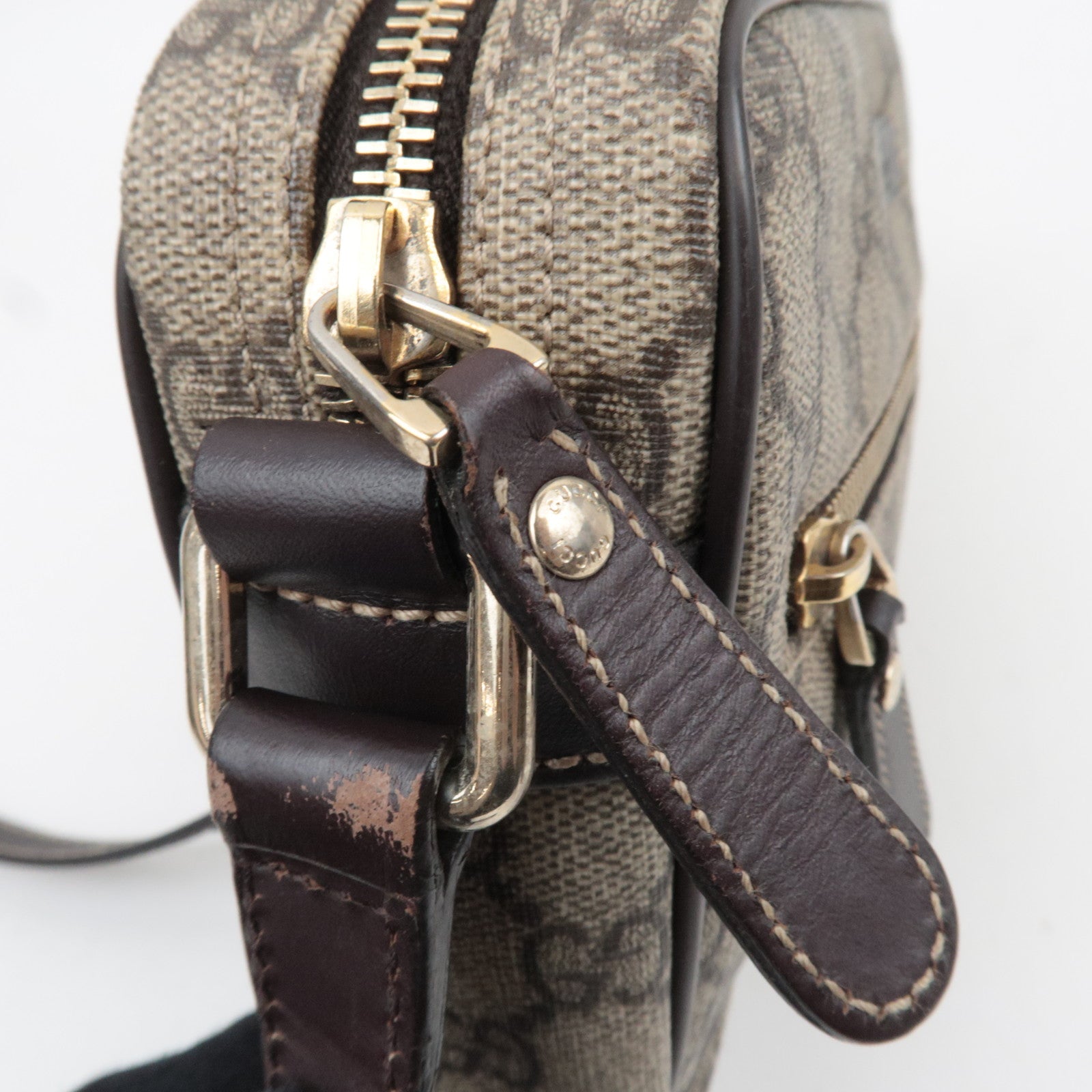 GUCCI Shoulder Bag GG Supreme Leather Beige 201447