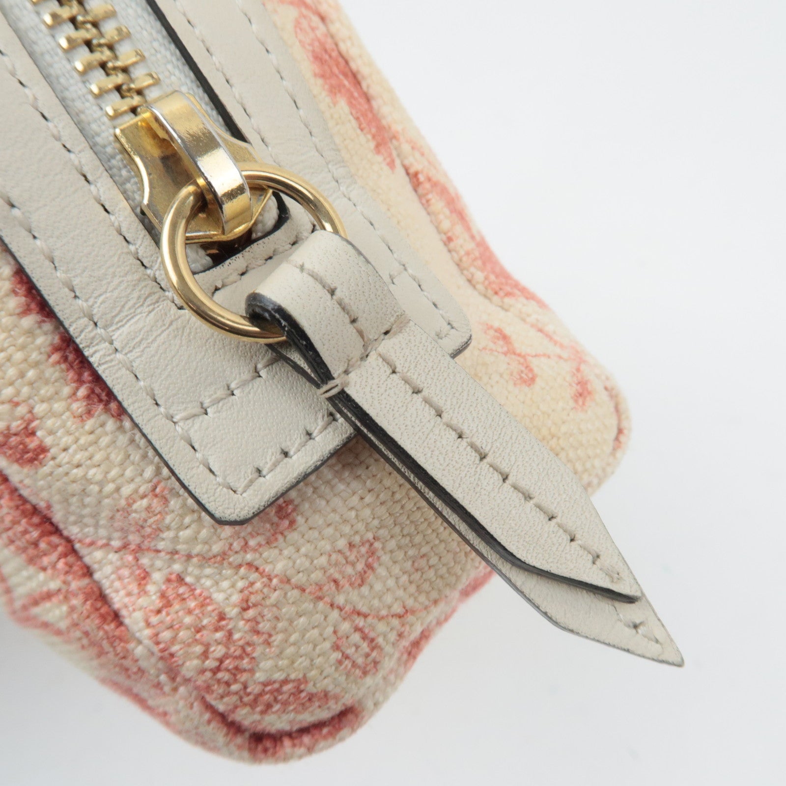 GUCCI Herbarium Canvas Leather Cosmetic Pouch Japan Limited Beige Red 442690