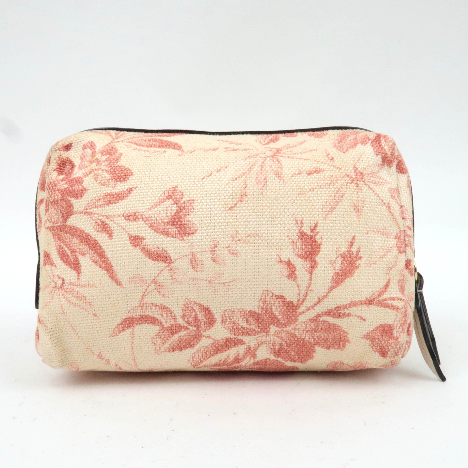 GUCCI Herbarium Canvas Leather Cosmetic Pouch Japan Limited Beige Red 442690
