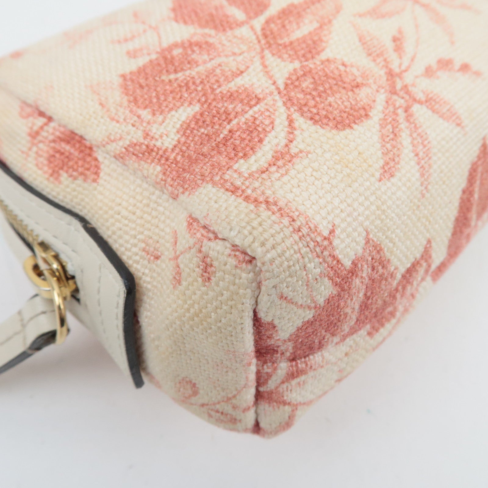 GUCCI Herbarium Canvas Leather Cosmetic Pouch Japan Limited Beige Red 442690