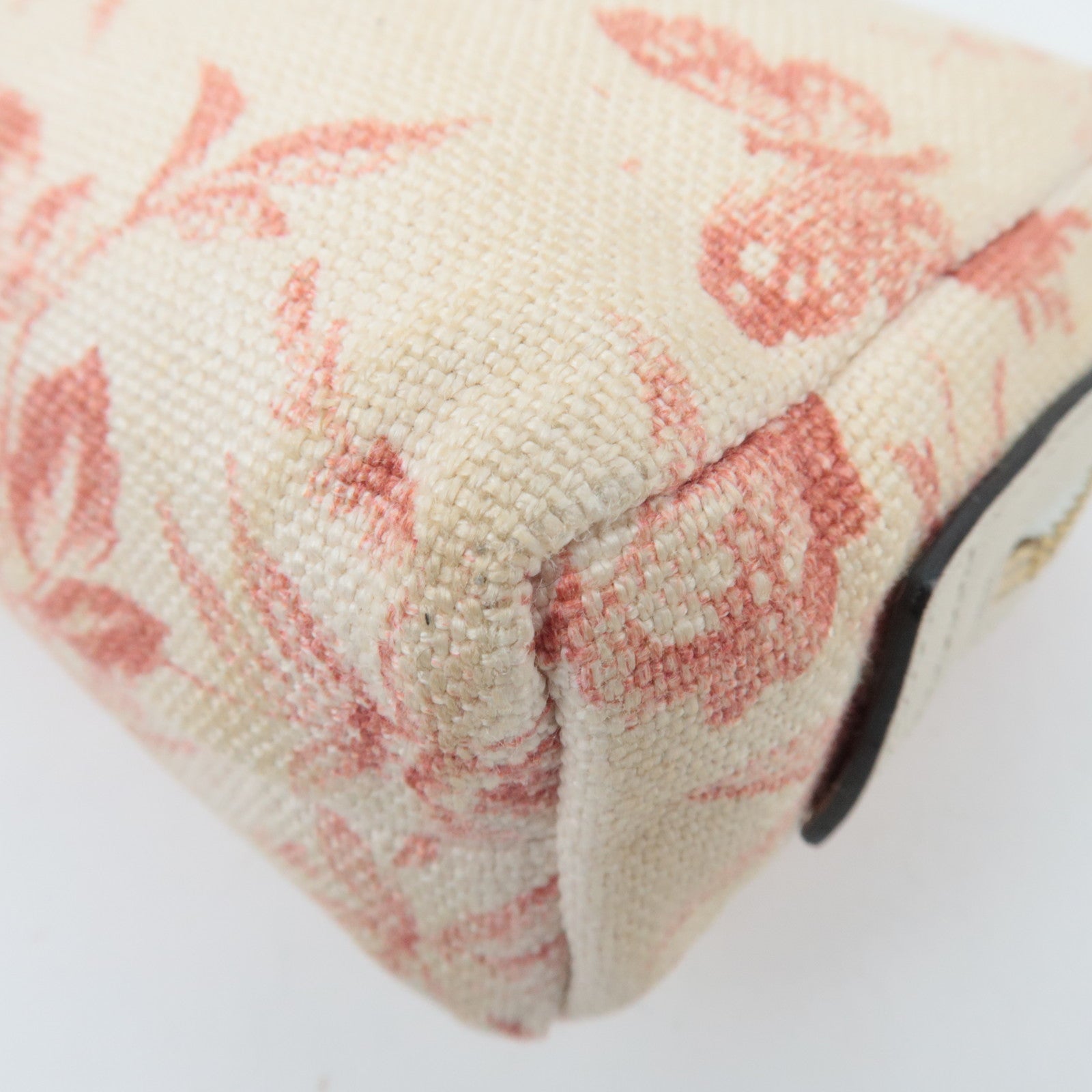 GUCCI Herbarium Canvas Leather Cosmetic Pouch Japan Limited Beige Red 442690