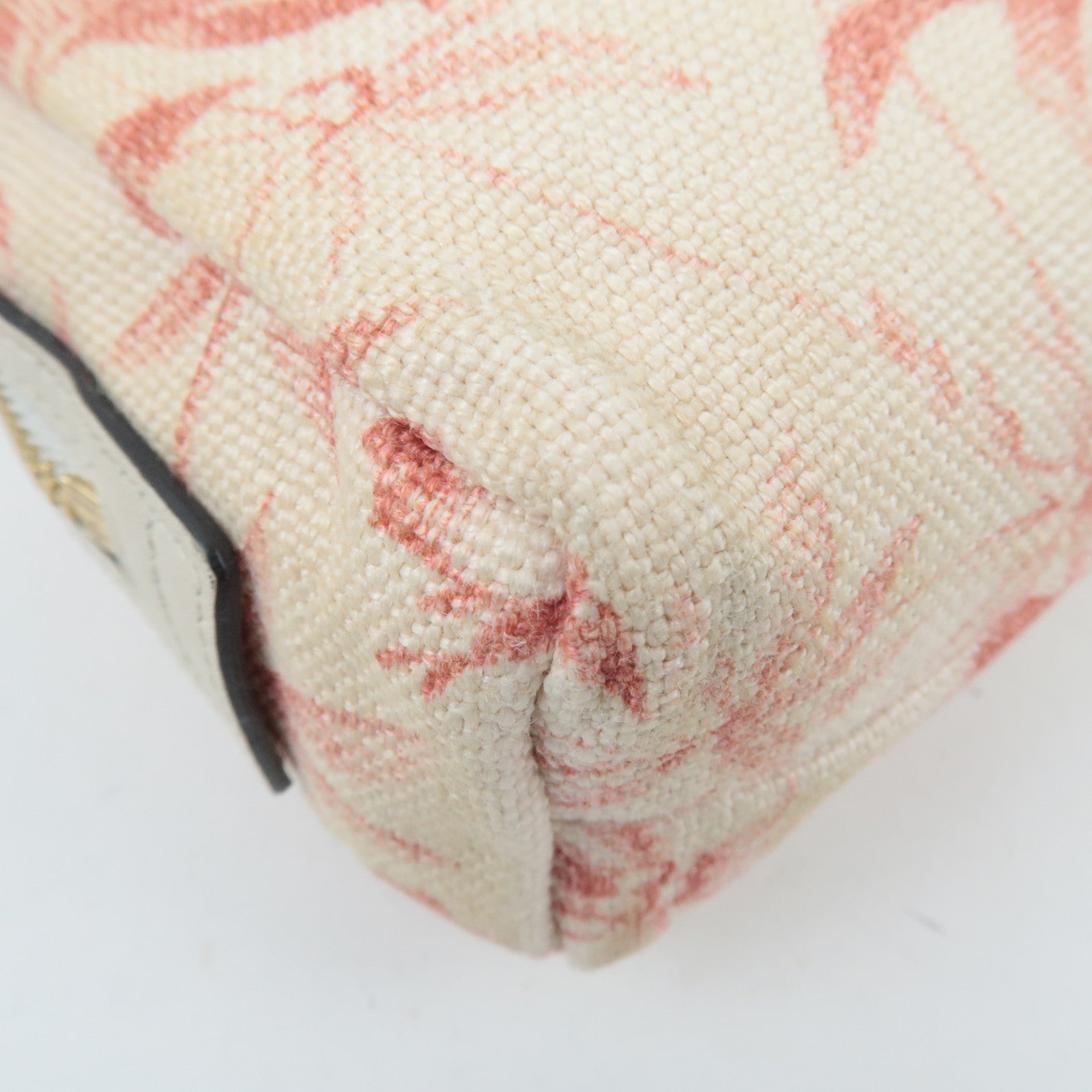 GUCCI Herbarium Canvas Leather Cosmetic Pouch Japan Limited Beige Red 442690