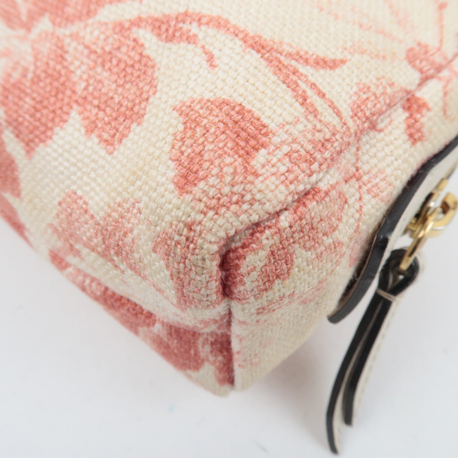 GUCCI Herbarium Canvas Leather Cosmetic Pouch Japan Limited Beige Red 442690
