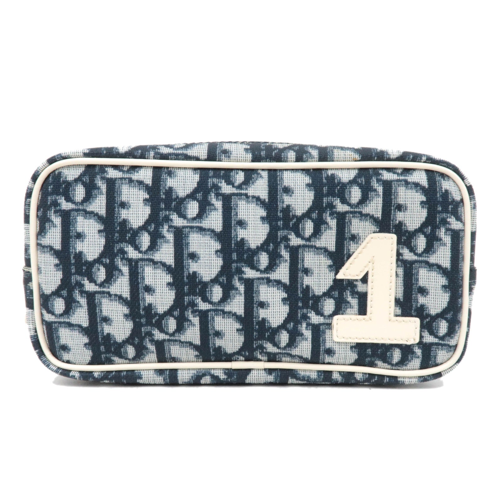 Christian Dior Trotter PVC Patent Pouch Navy White84963