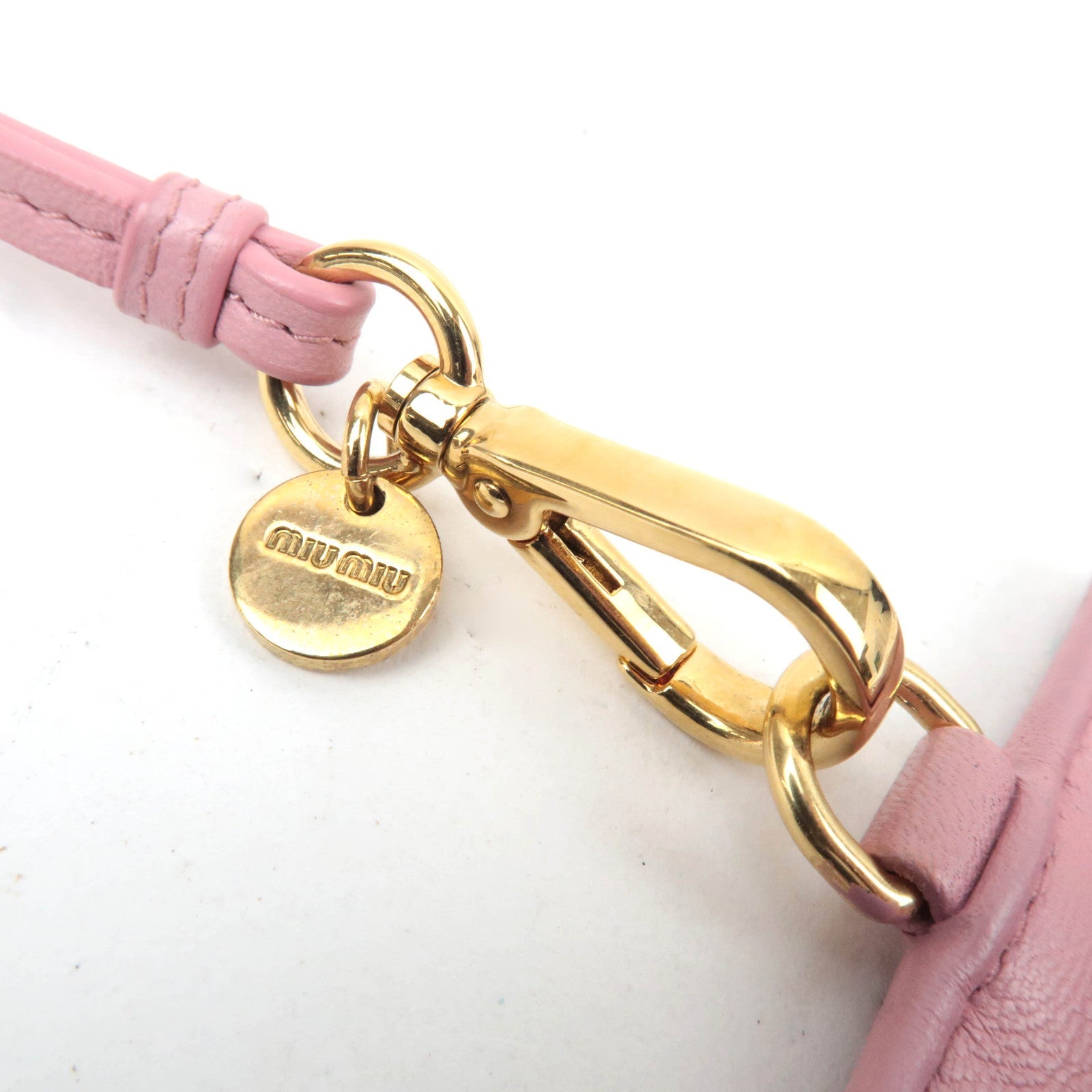 MIU MIU Matelasse Leather Pass Case Pink