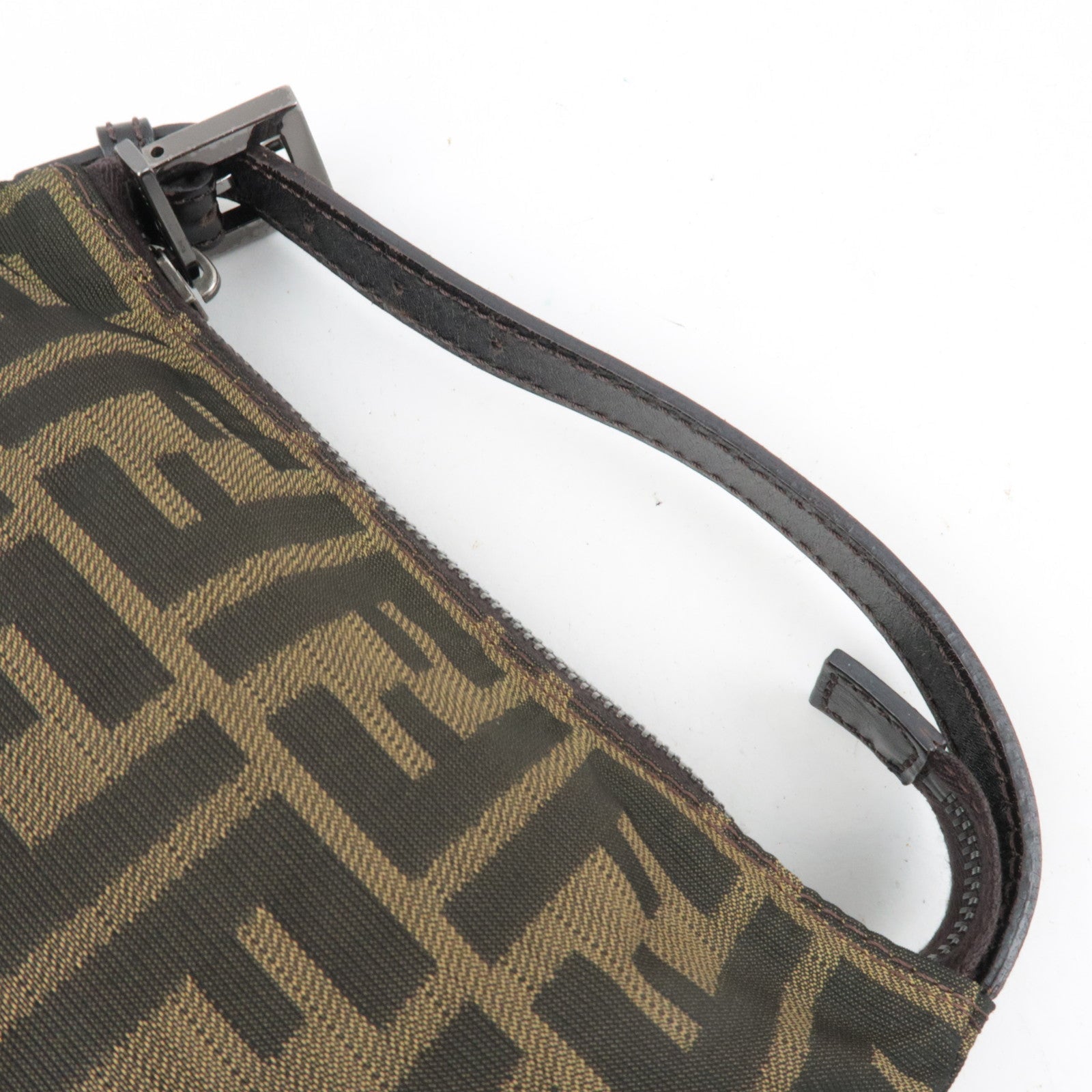 FENDI Zucca Canvas Leather Small Handbag Brown 8BN001