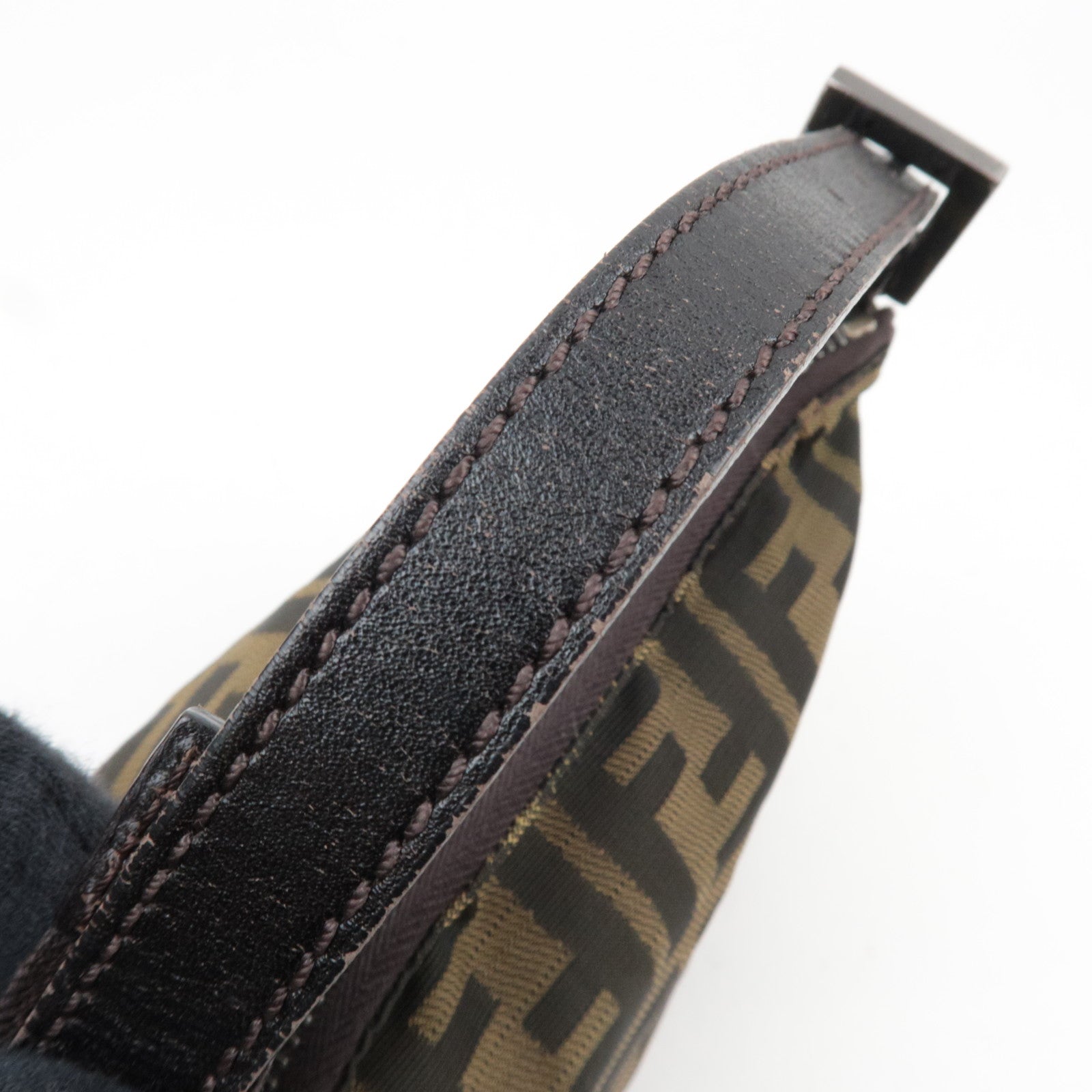 FENDI Zucca Canvas Leather Small Handbag Brown 8BN001