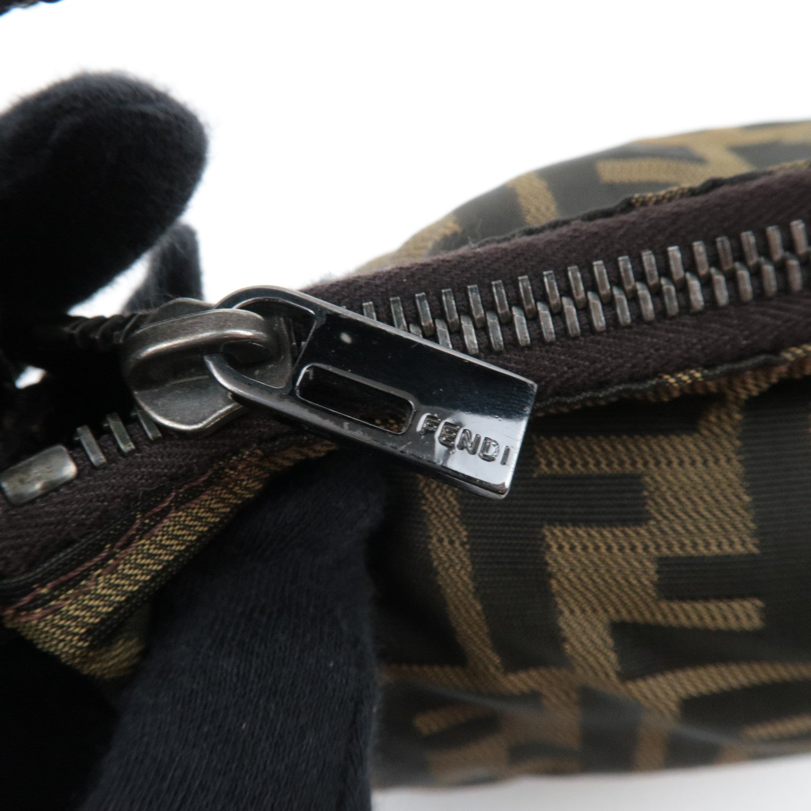 FENDI Zucca Canvas Leather Small Handbag Brown 8BN001