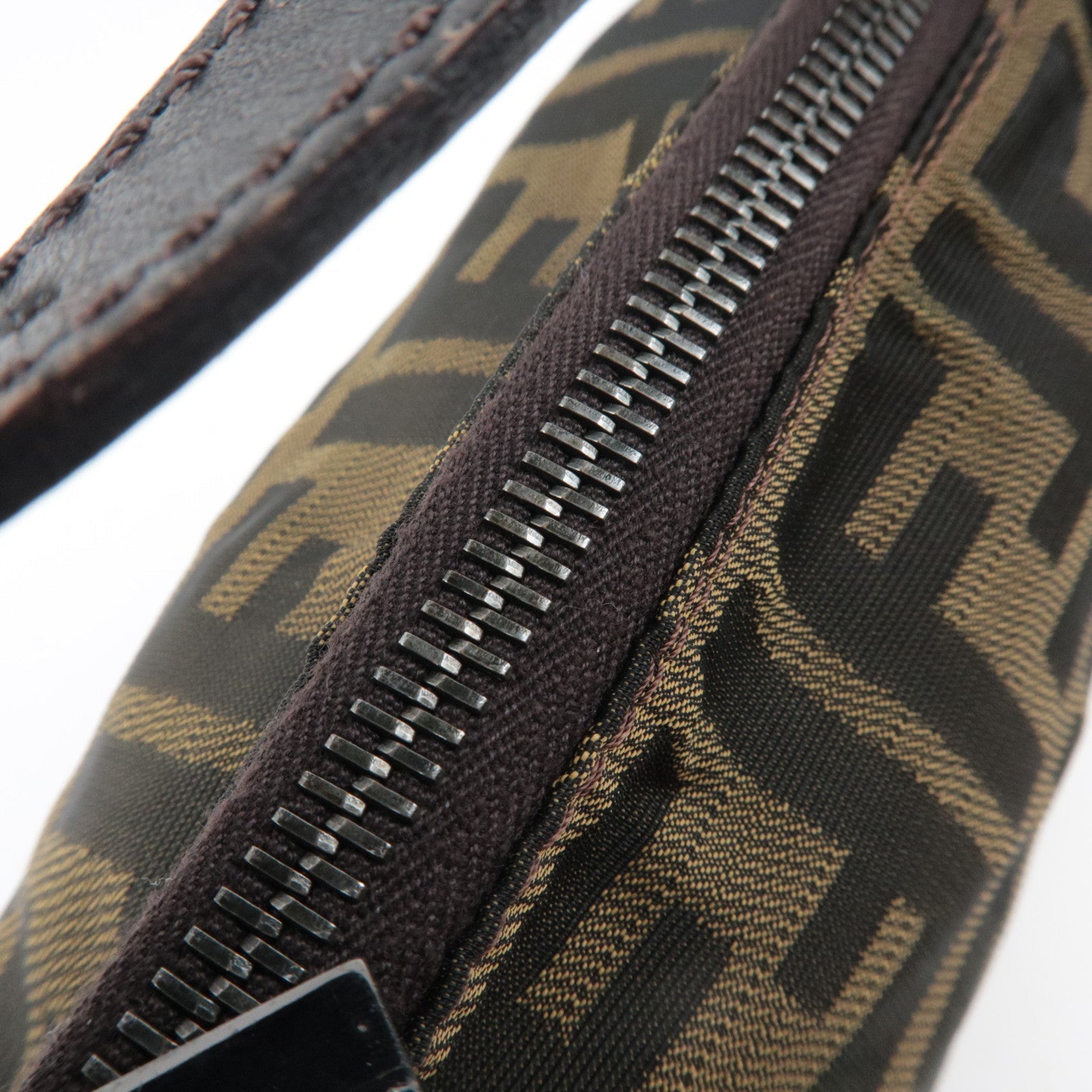 FENDI Zucca Canvas Leather Small Handbag Brown 8BN001