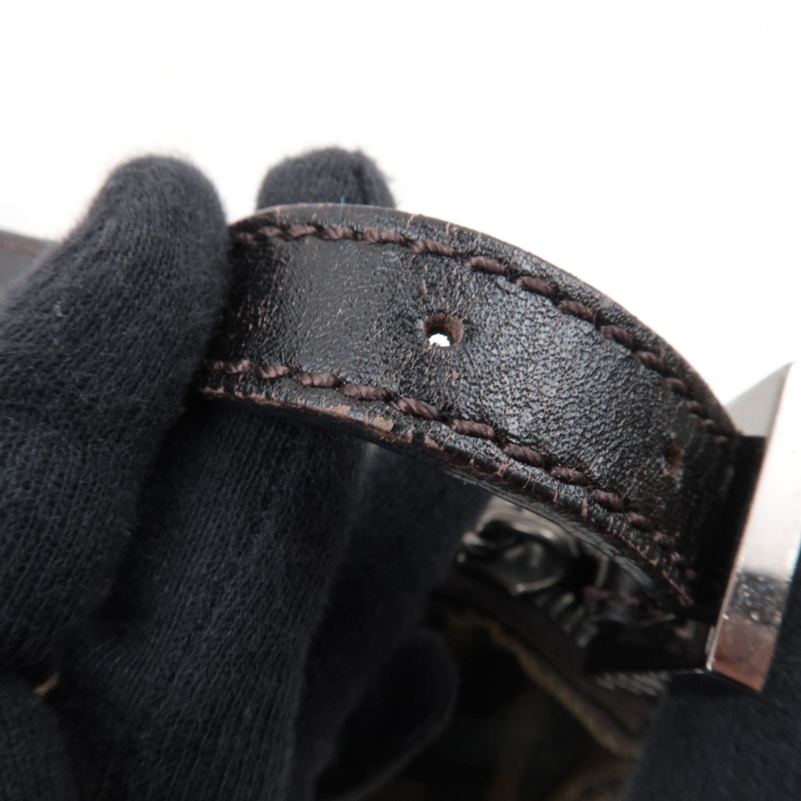 FENDI Zucca Canvas Leather Small Handbag Brown 8BN001