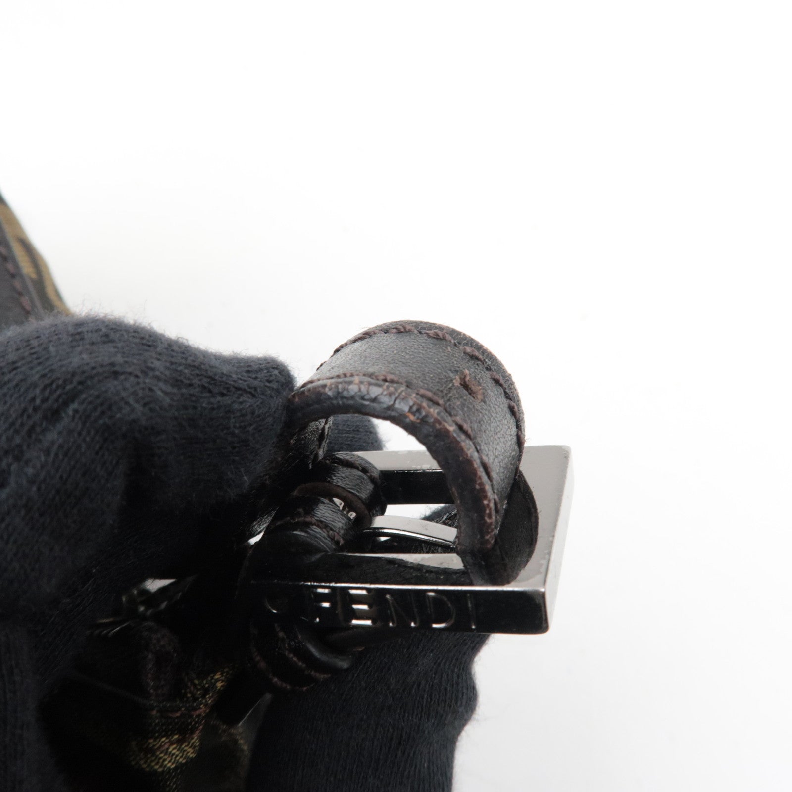 FENDI Zucca Canvas Leather Small Handbag Brown 8BN001