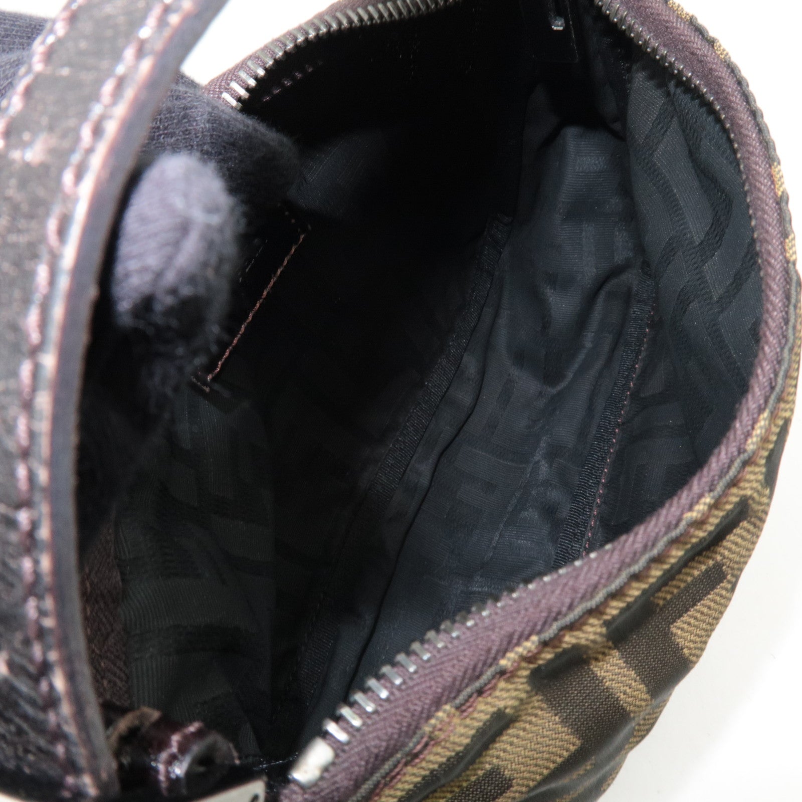 FENDI Zucca Canvas Leather Small Handbag Brown 8BN001