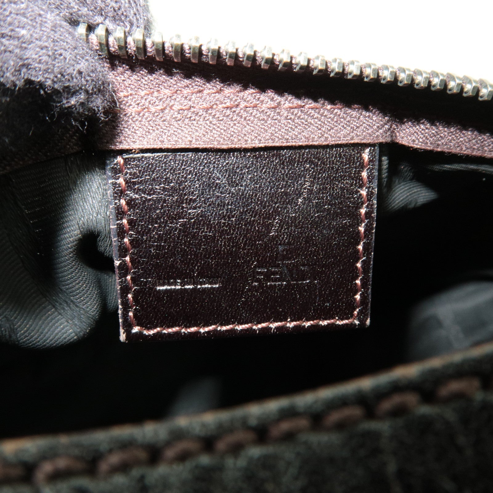 FENDI Zucca Canvas Leather Small Handbag Brown 8BN001