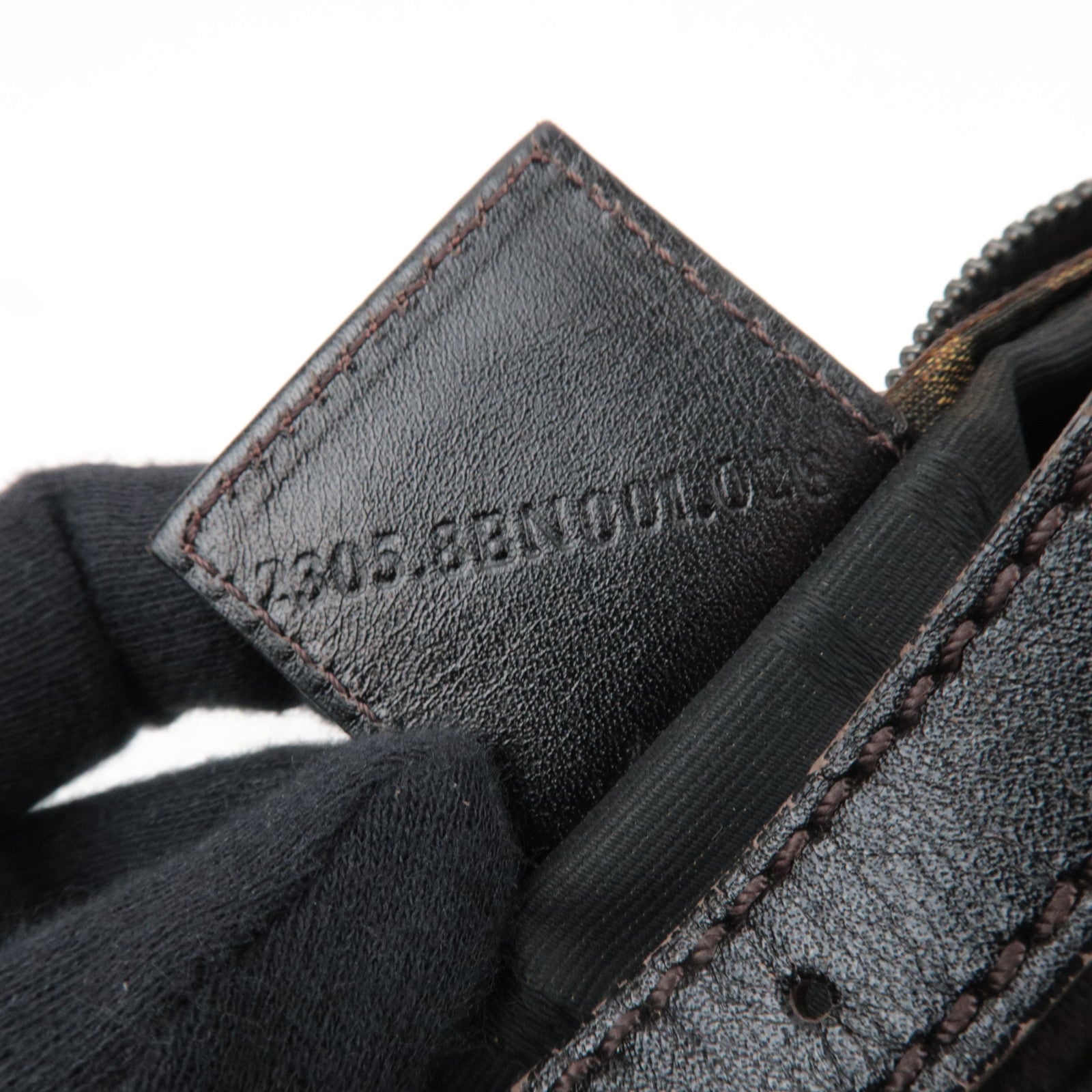 FENDI Zucca Canvas Leather Small Handbag Brown 8BN001