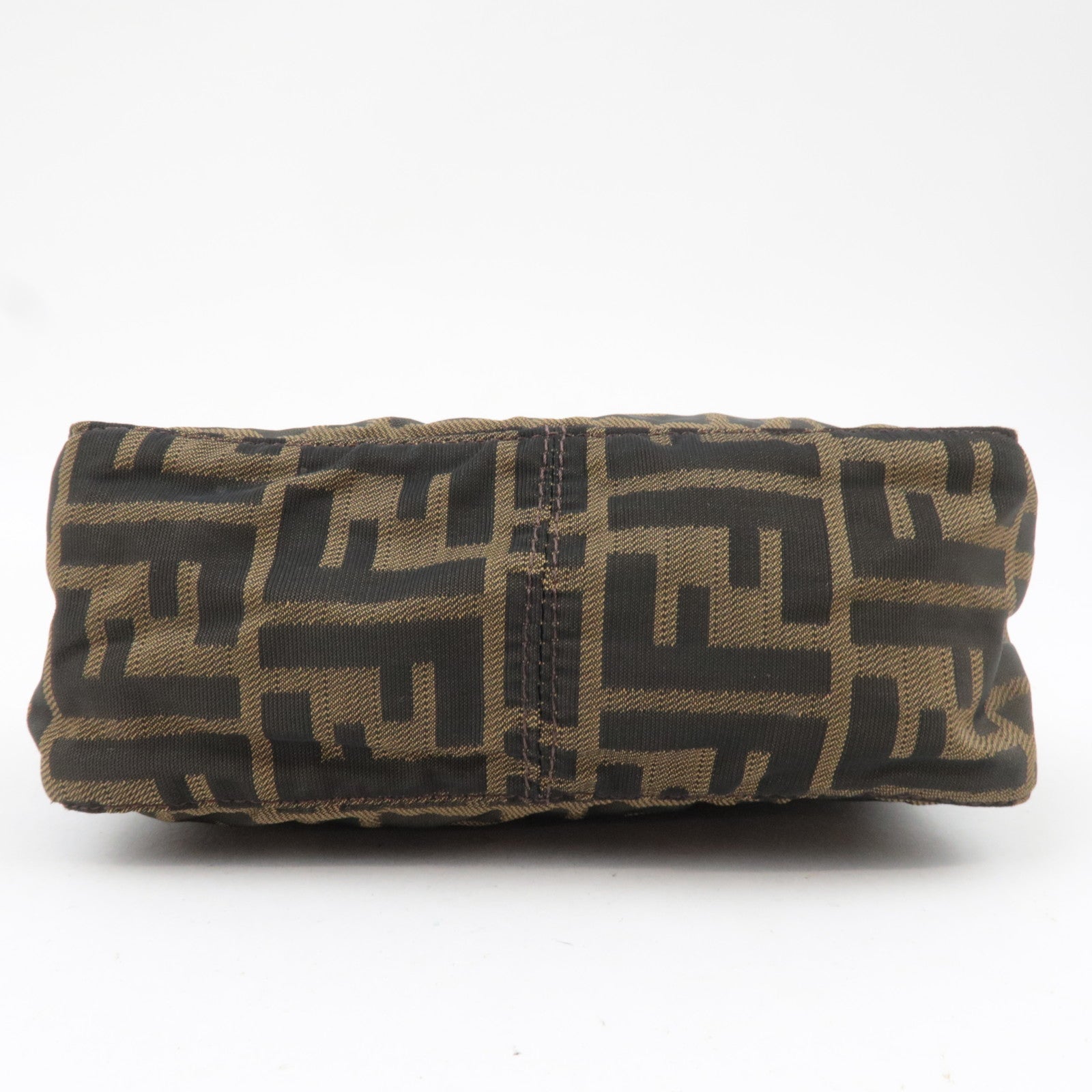 FENDI Zucca Canvas Leather Small Handbag Brown 8BN001