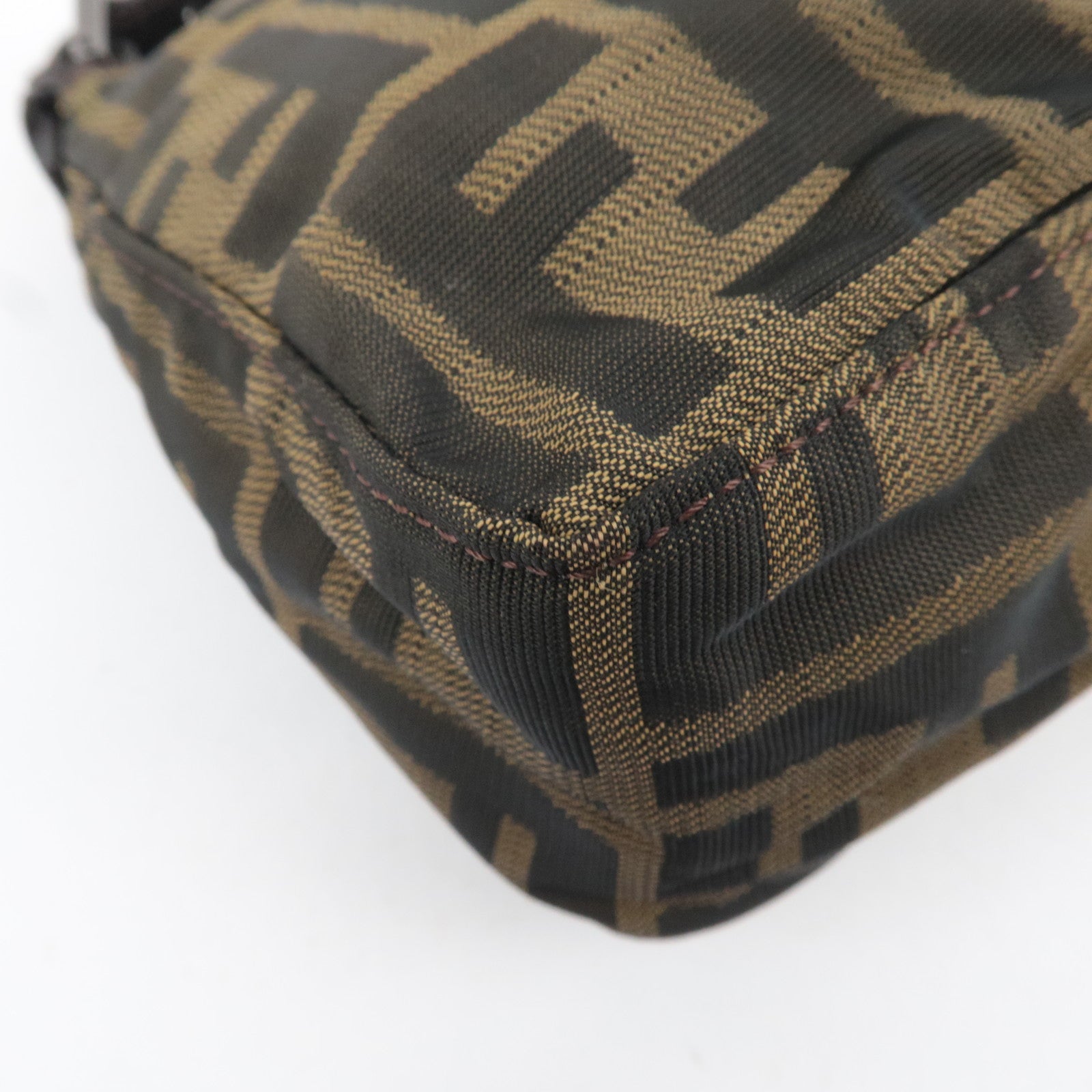 FENDI Zucca Canvas Leather Small Handbag Brown 8BN001