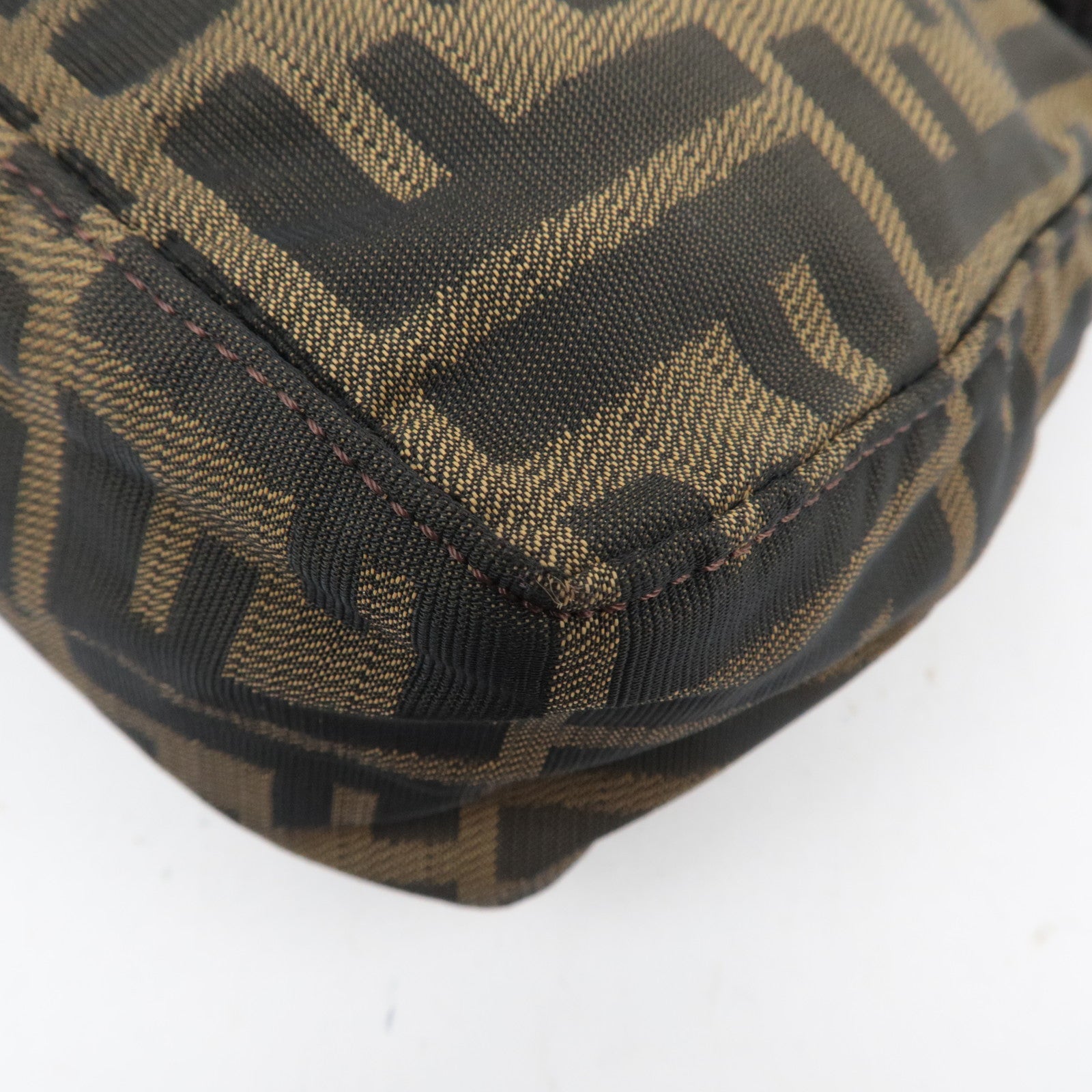 FENDI Zucca Canvas Leather Small Handbag Brown 8BN001