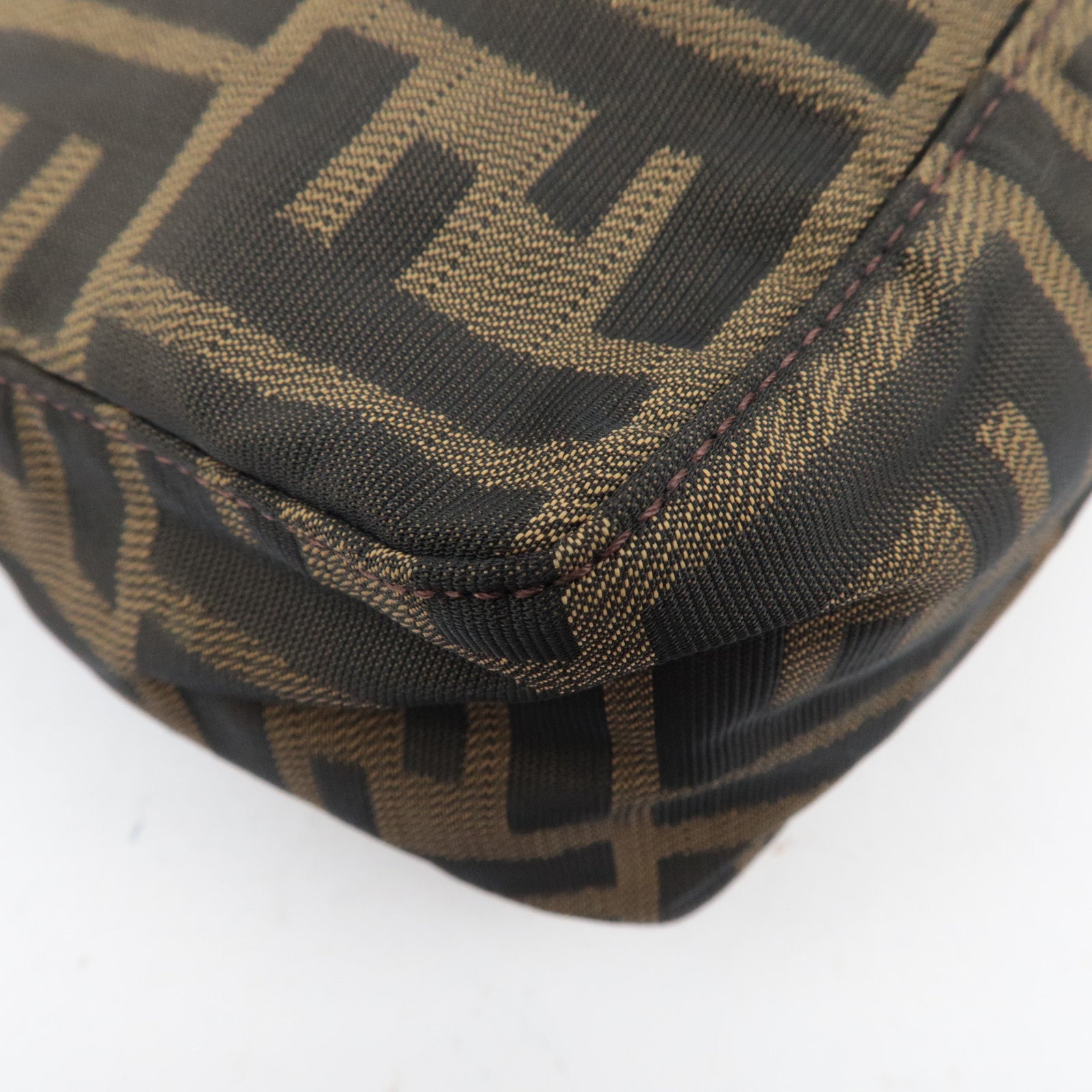 FENDI Zucca Canvas Leather Small Handbag Brown 8BN001