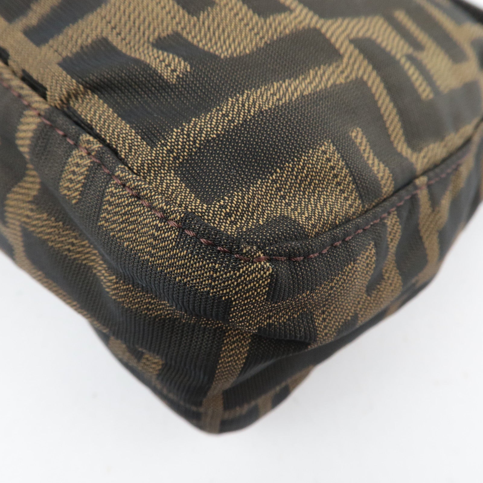 FENDI Zucca Canvas Leather Small Handbag Brown 8BN001