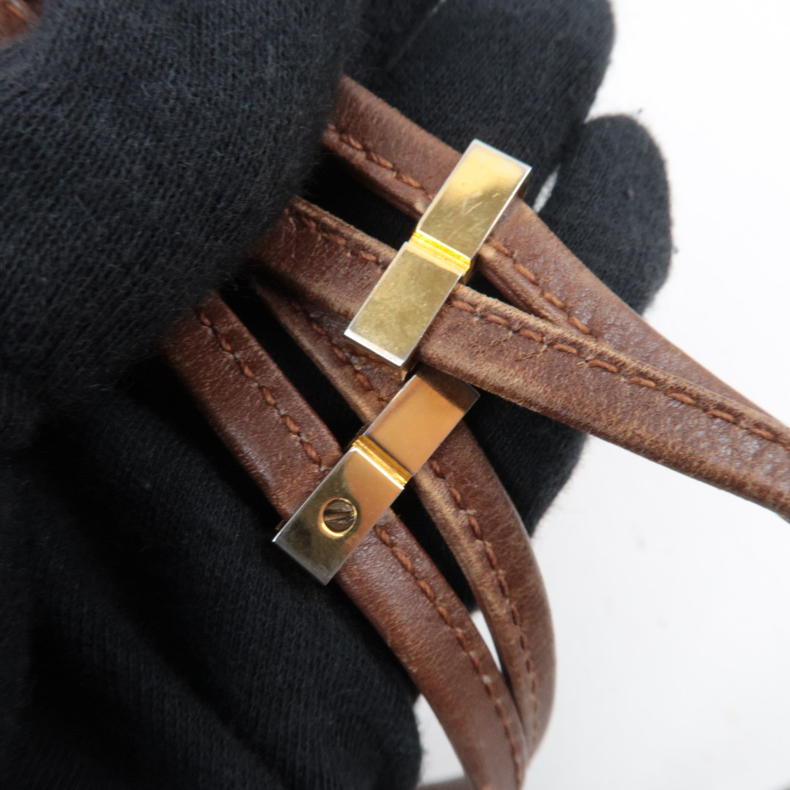 GUCCI Old Gucci Kiss Lock Suede Shoulder Bag Brown