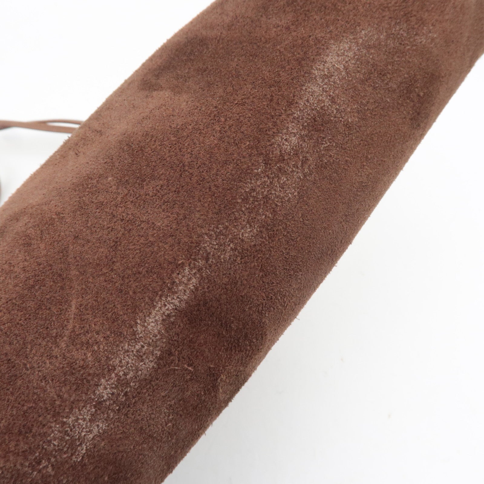 GUCCI Old Gucci Kiss Lock Suede Shoulder Bag Brown