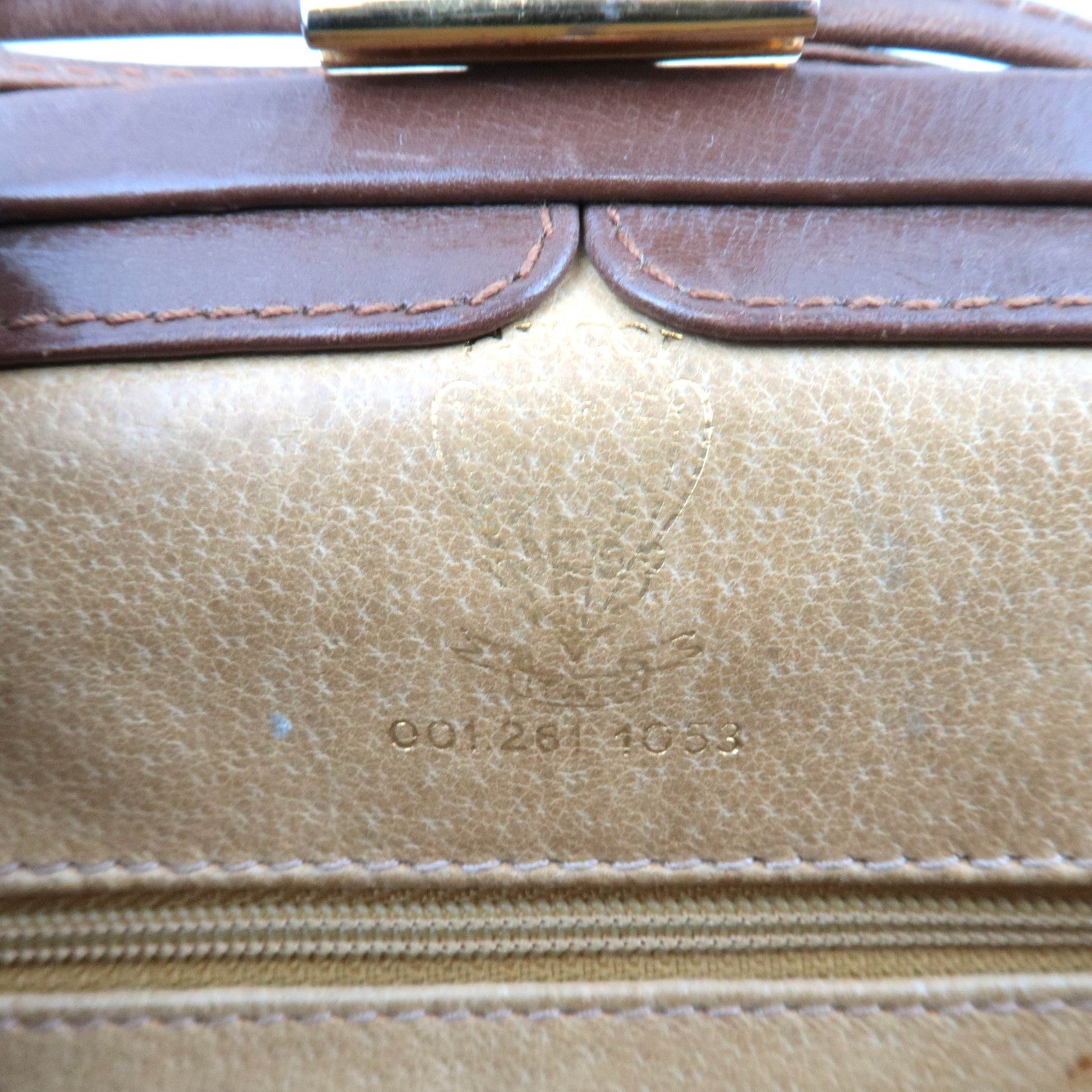 GUCCI Old Gucci Kiss Lock Suede Shoulder Bag Brown