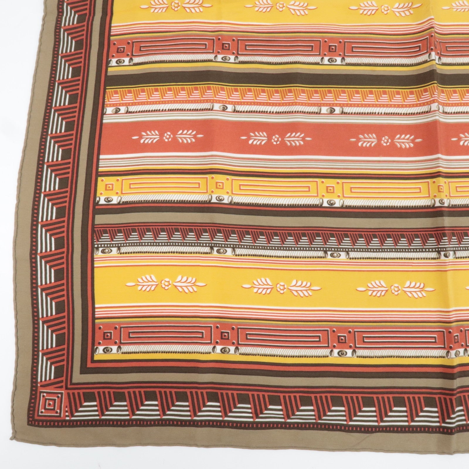 Christian Dior Scarf Stripe 100% Silk Yellow Red Beige