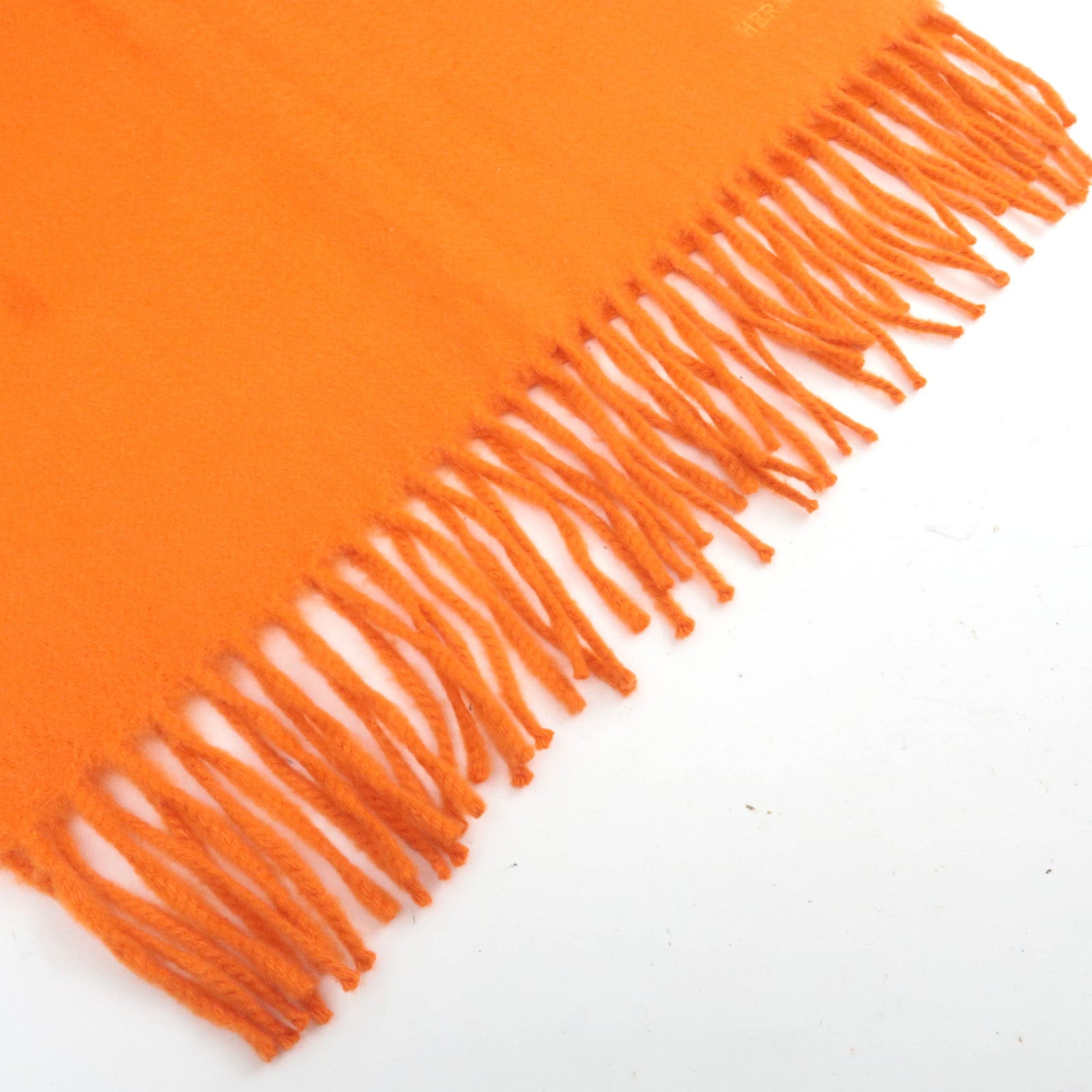 HERMES 100% Cashmere Scarf Orange