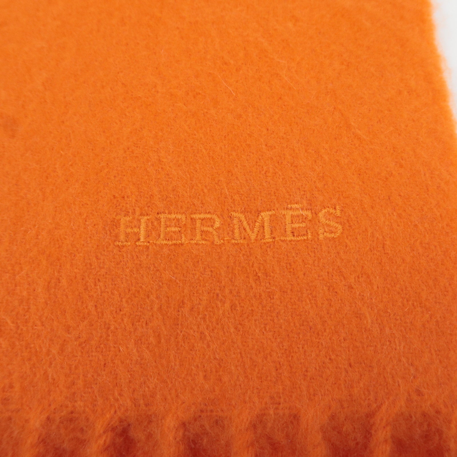 HERMES 100% Cashmere Scarf Orange