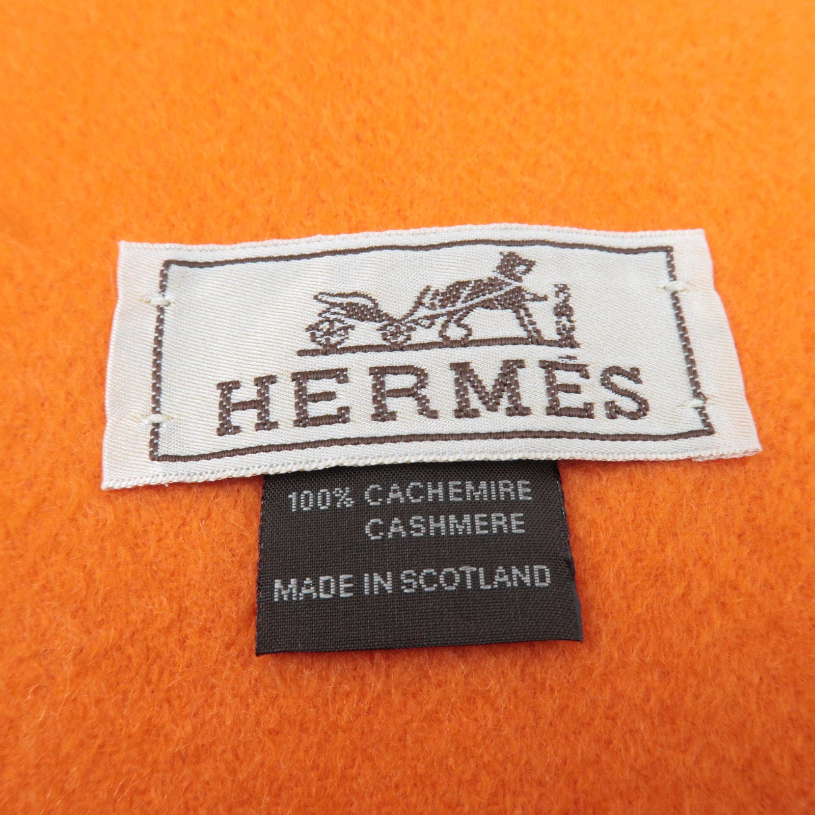 HERMES 100% Cashmere Scarf Orange