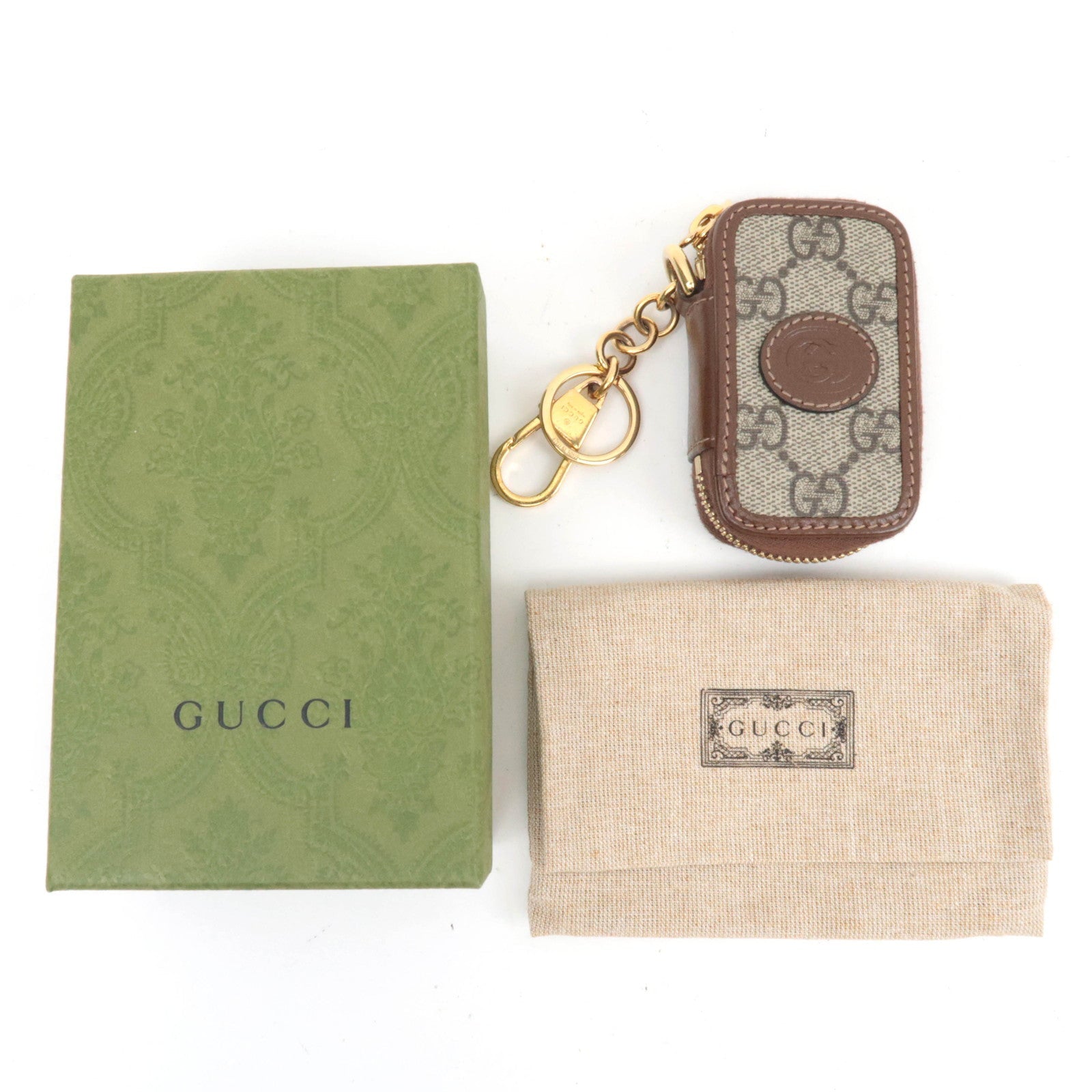 GUCCI GG Supreme Interlocking G Key Case Beige 751614
