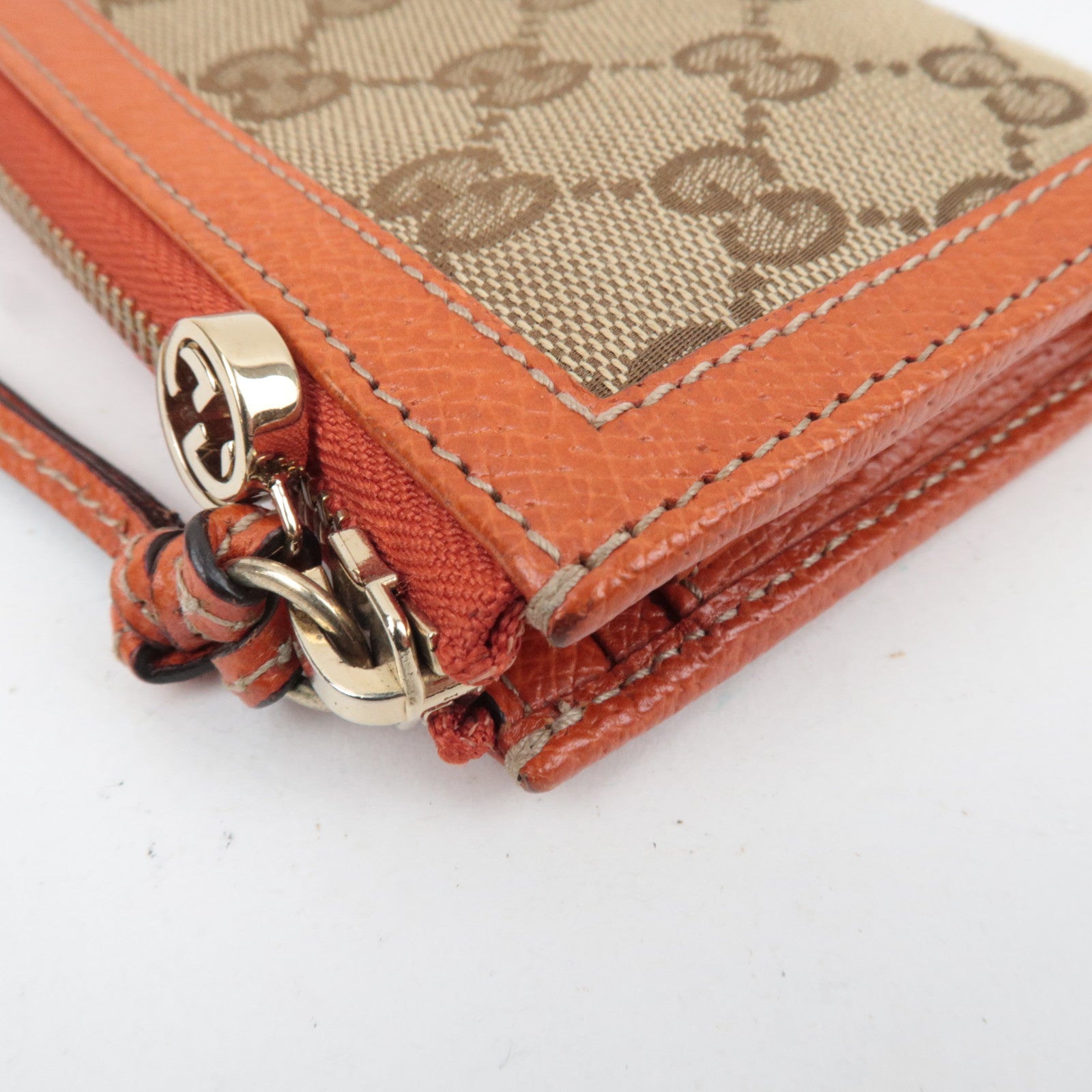 GUCCI GG Canvas Round Zipper Long Wallet Beige 323403