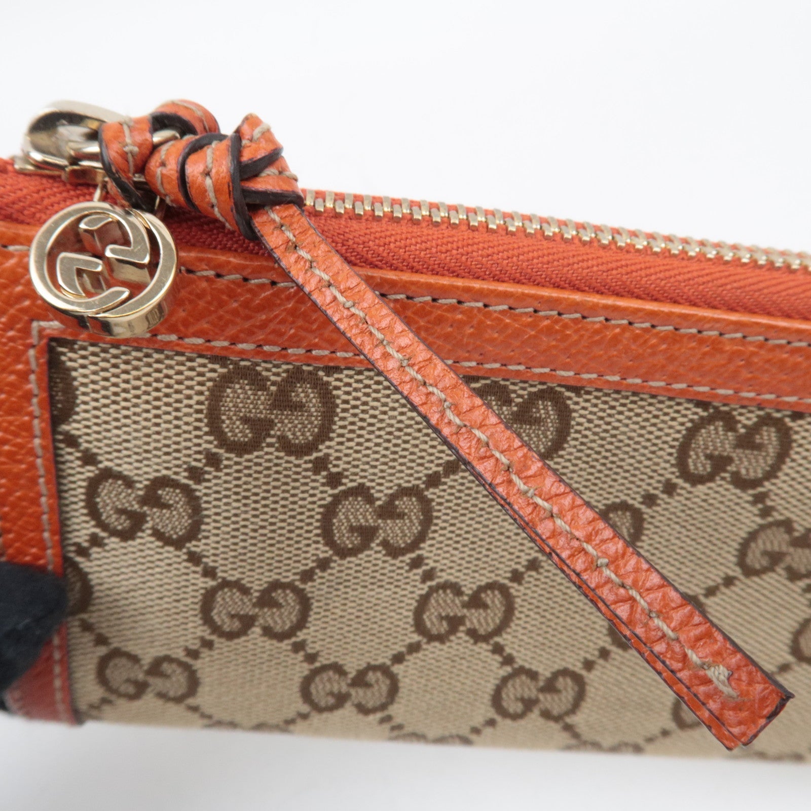 GUCCI GG Canvas Round Zipper Long Wallet Beige 323403