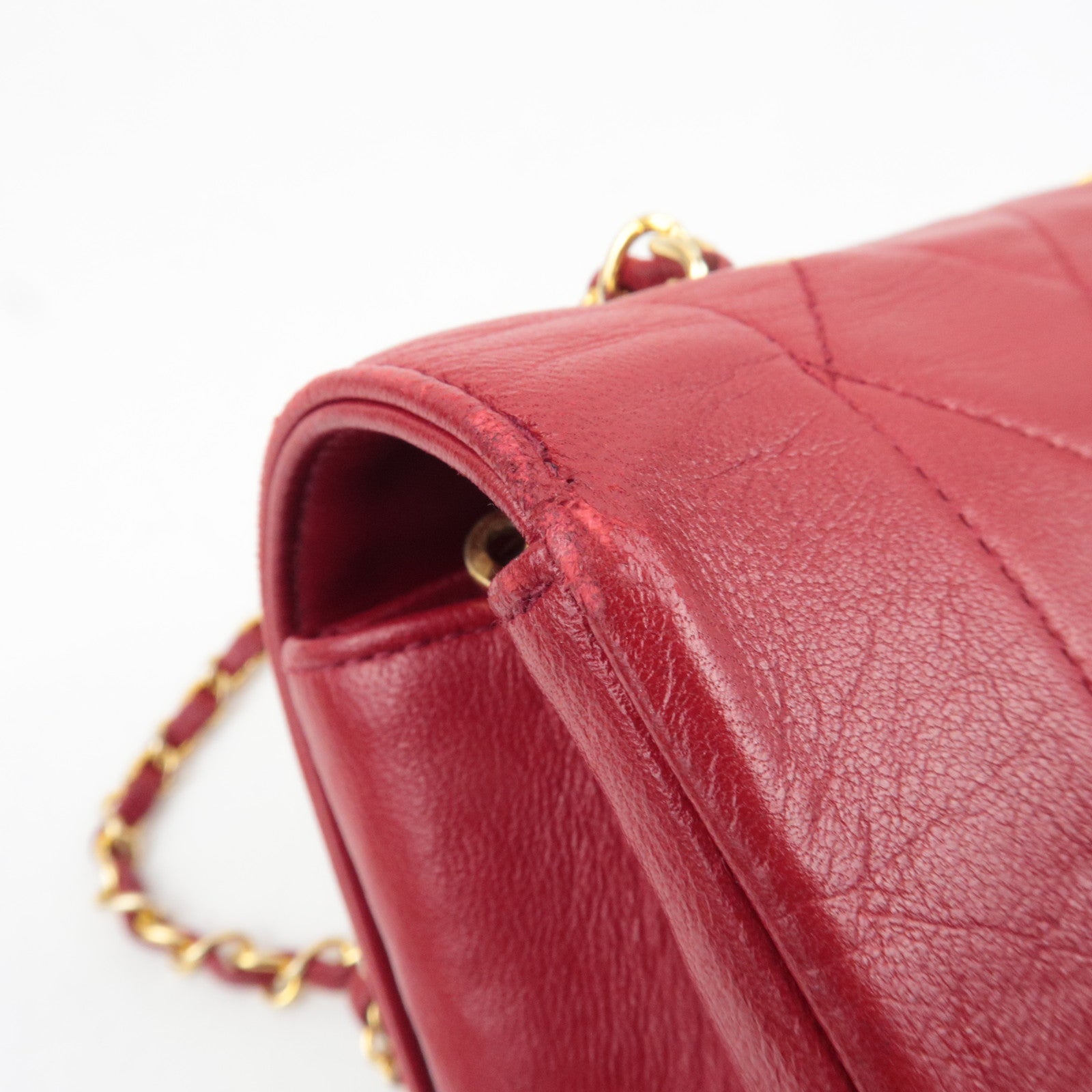 CHANEL Matelasse Diana 22 Chain Shoulder Bag Lambskin Red Gold HDW 1703775 *G Card