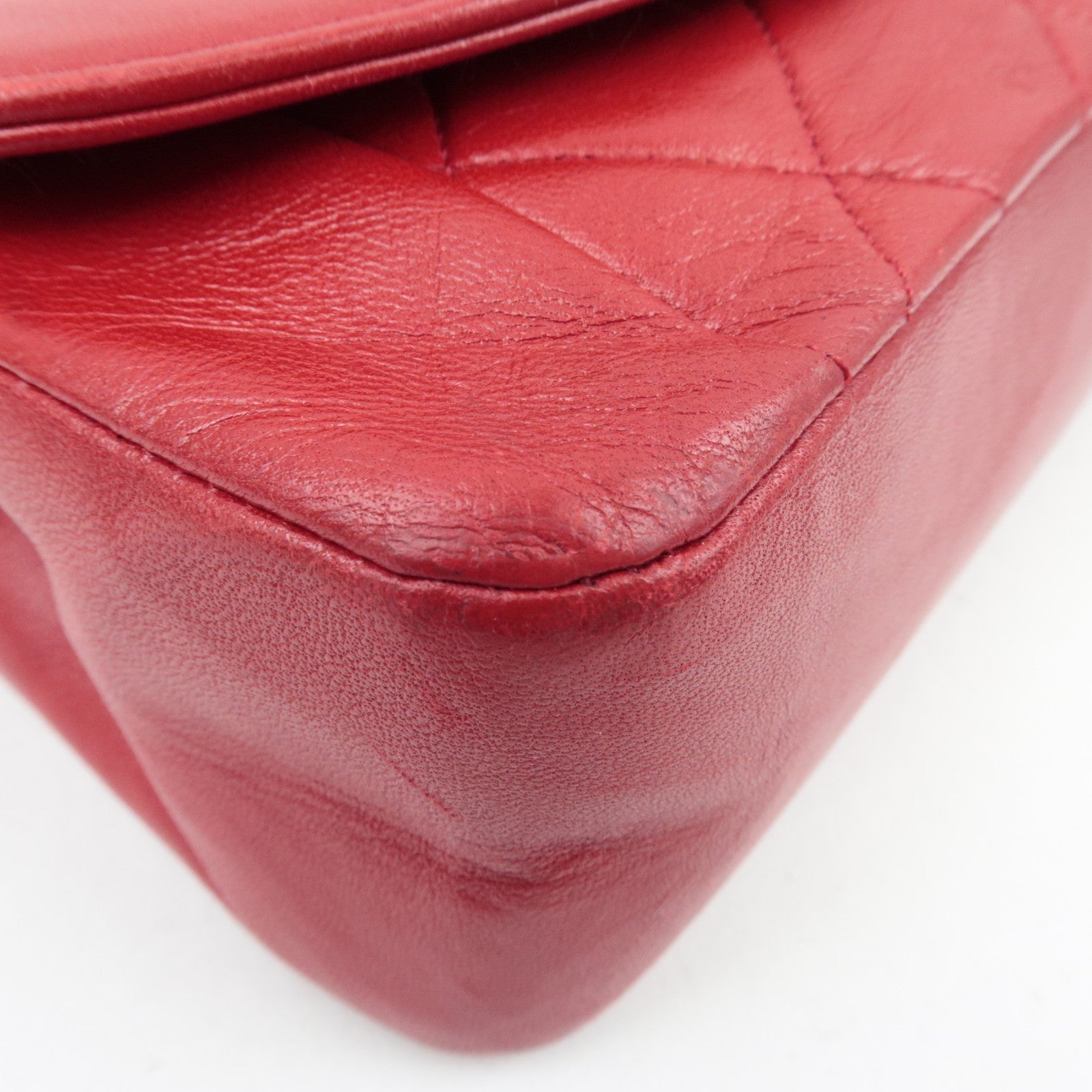 CHANEL Matelasse Diana 22 Chain Shoulder Bag Lambskin Red Gold HDW 1703775 *G Card