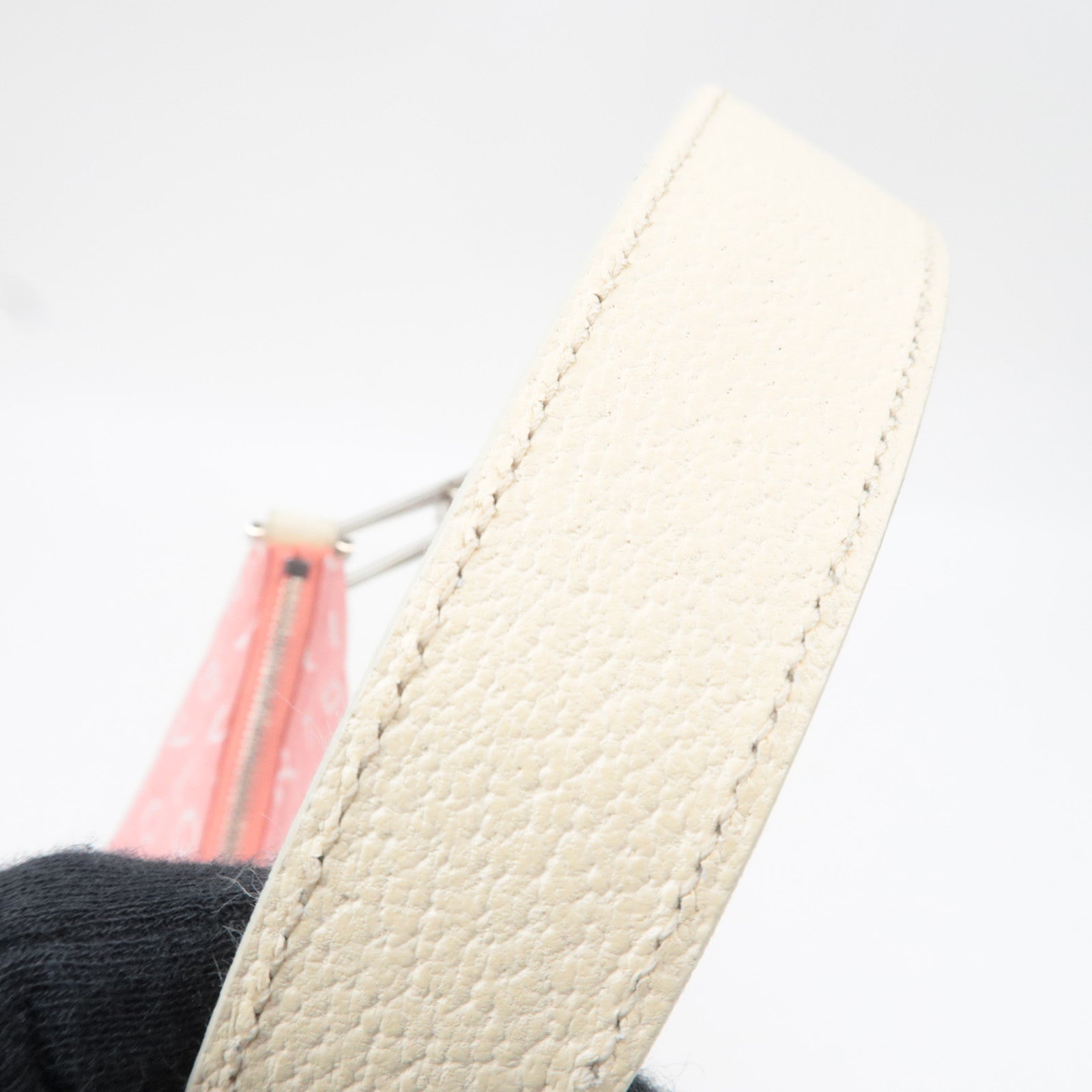 BVLGARI Logomania Canvas Leather Shoulder Bag Pink White