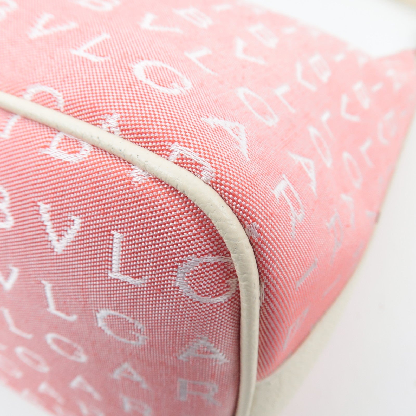 BVLGARI Logomania Canvas Leather Shoulder Bag Pink White