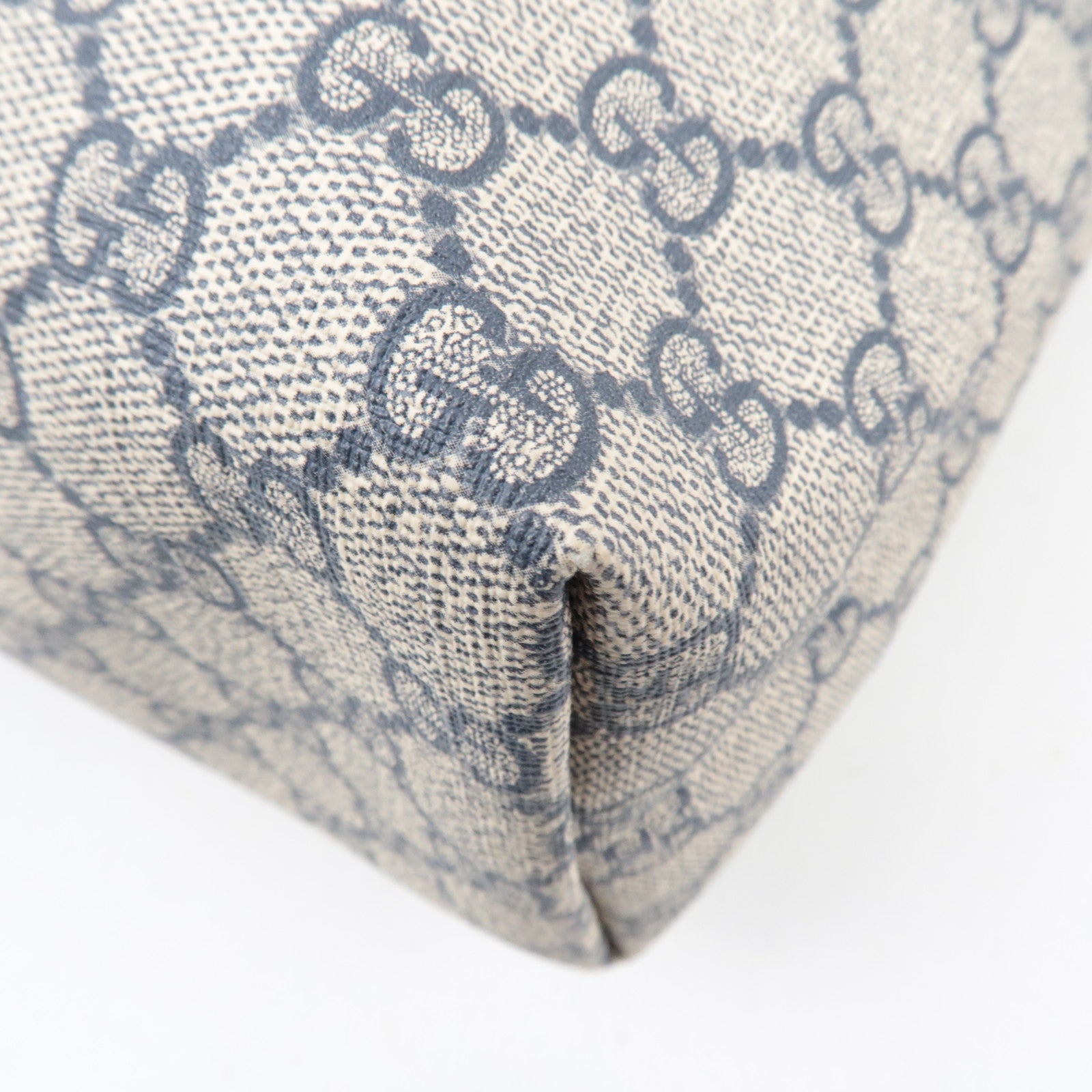 GUCCI GG Supreme Leather Tote Bag Beige Navy 211134