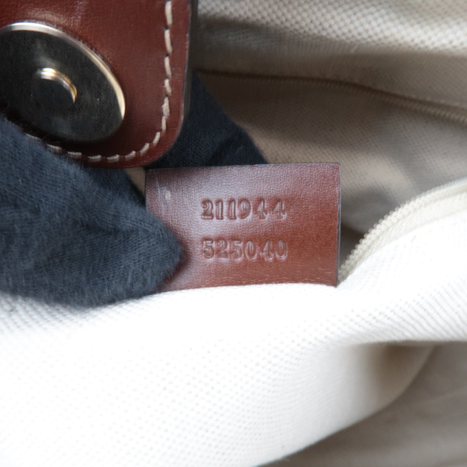 GUCCI Diamante Sukey Canvas Leather Handbag Beige Navy Brown 211944