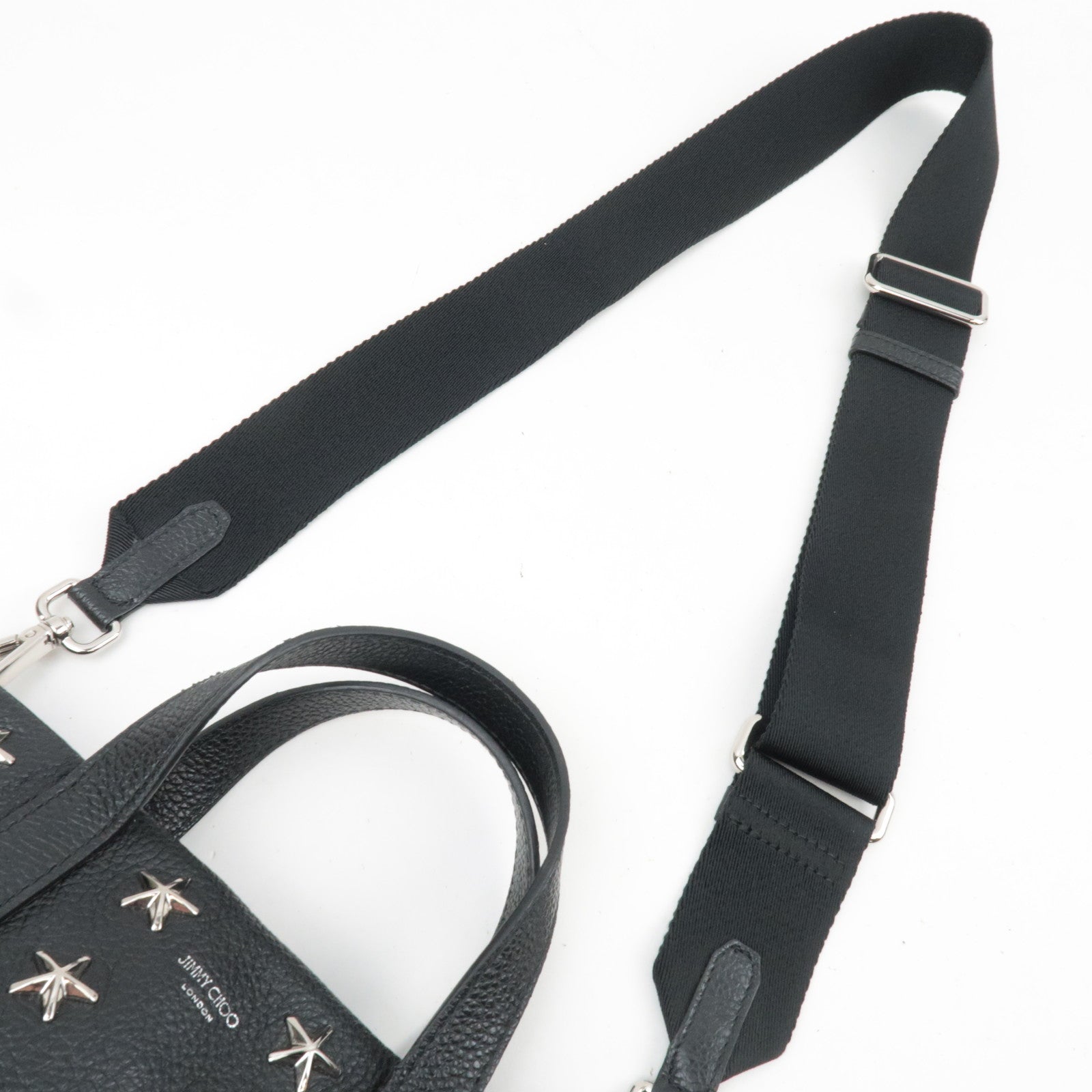 JIMMY CHOO Star Studs 2Way Mini Tote Bag Leather Black