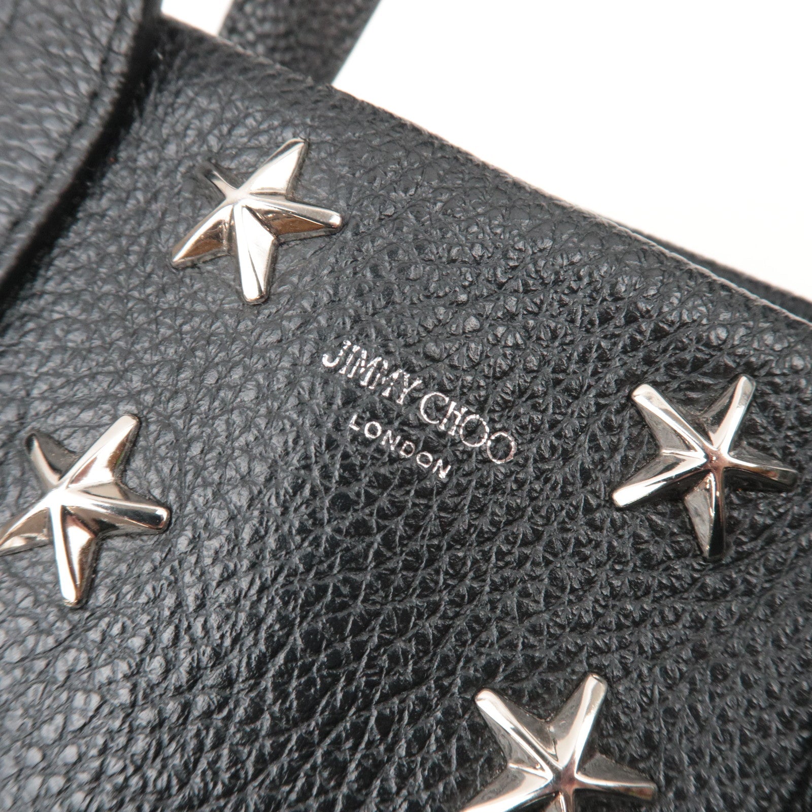 JIMMY CHOO Star Studs 2Way Mini Tote Bag Leather Black