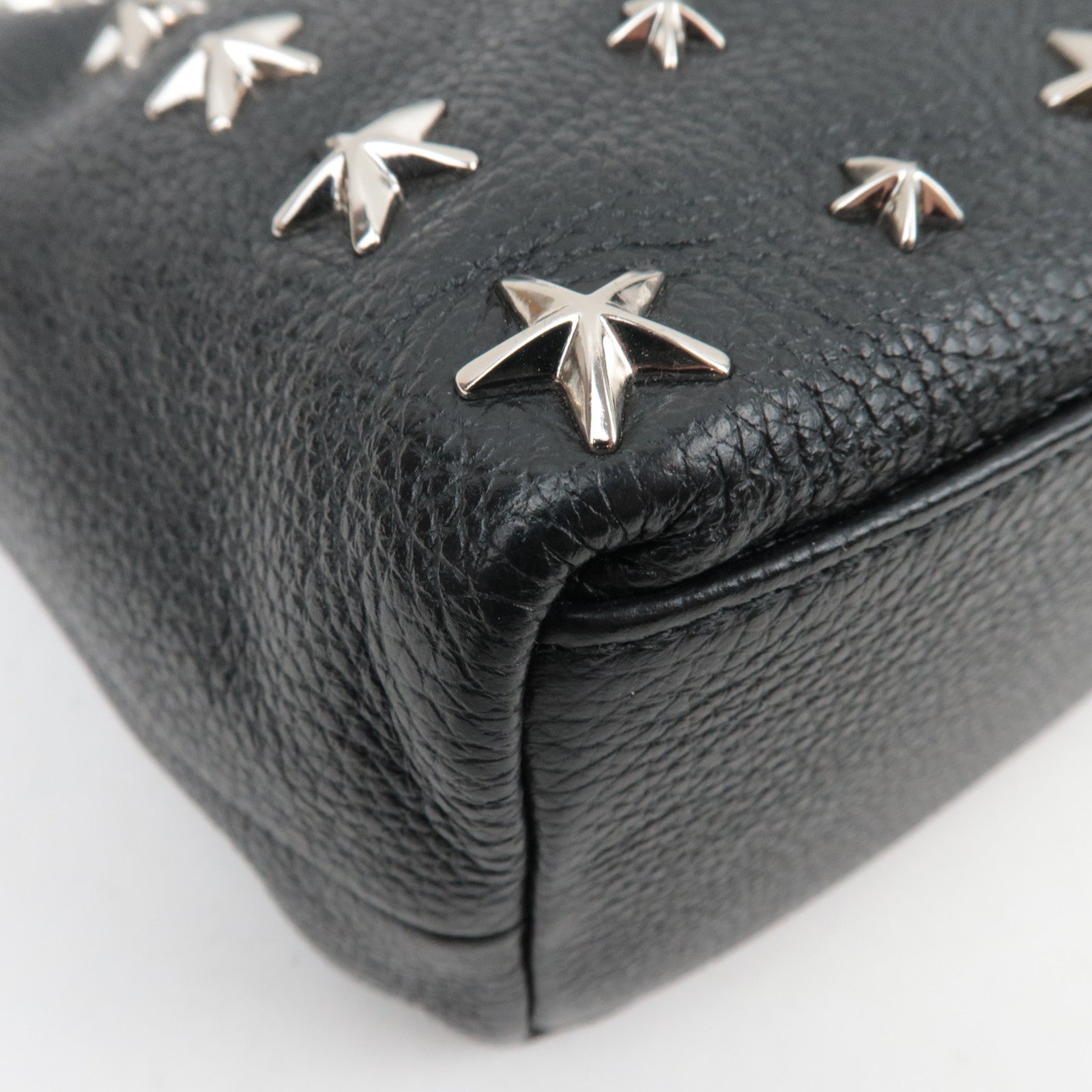 JIMMY CHOO Star Studs 2Way Mini Tote Bag Leather Black