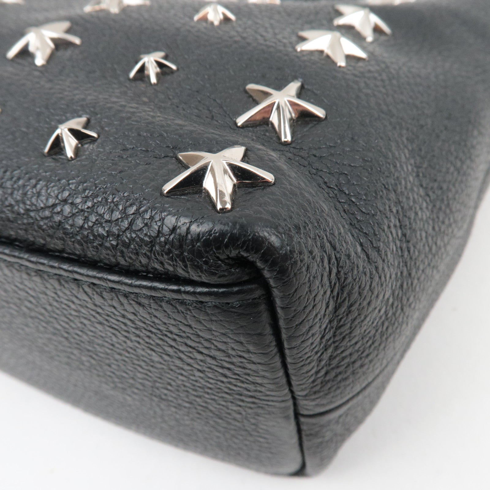 JIMMY CHOO Star Studs 2Way Mini Tote Bag Leather Black
