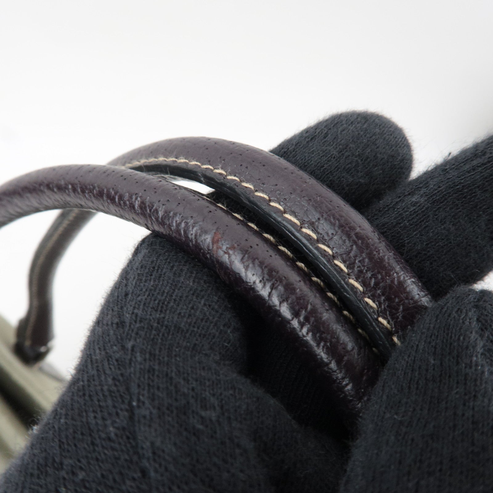 PRADA Tote Bag Canvas Leather Khaki Brown BN0540