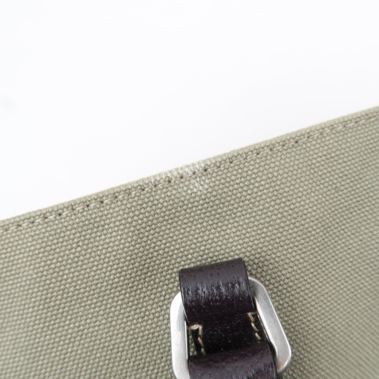 PRADA Tote Bag Canvas Leather Khaki Brown BN0540