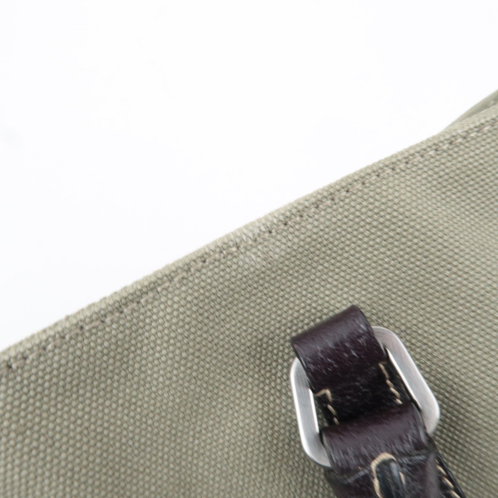 PRADA Tote Bag Canvas Leather Khaki Brown BN0540