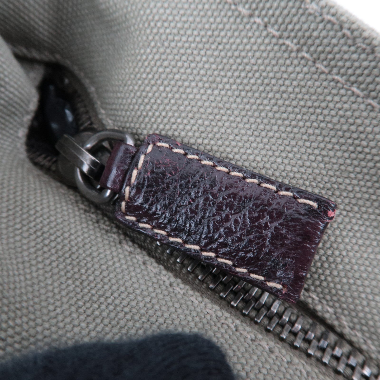 PRADA Tote Bag Canvas Leather Khaki Brown BN0540