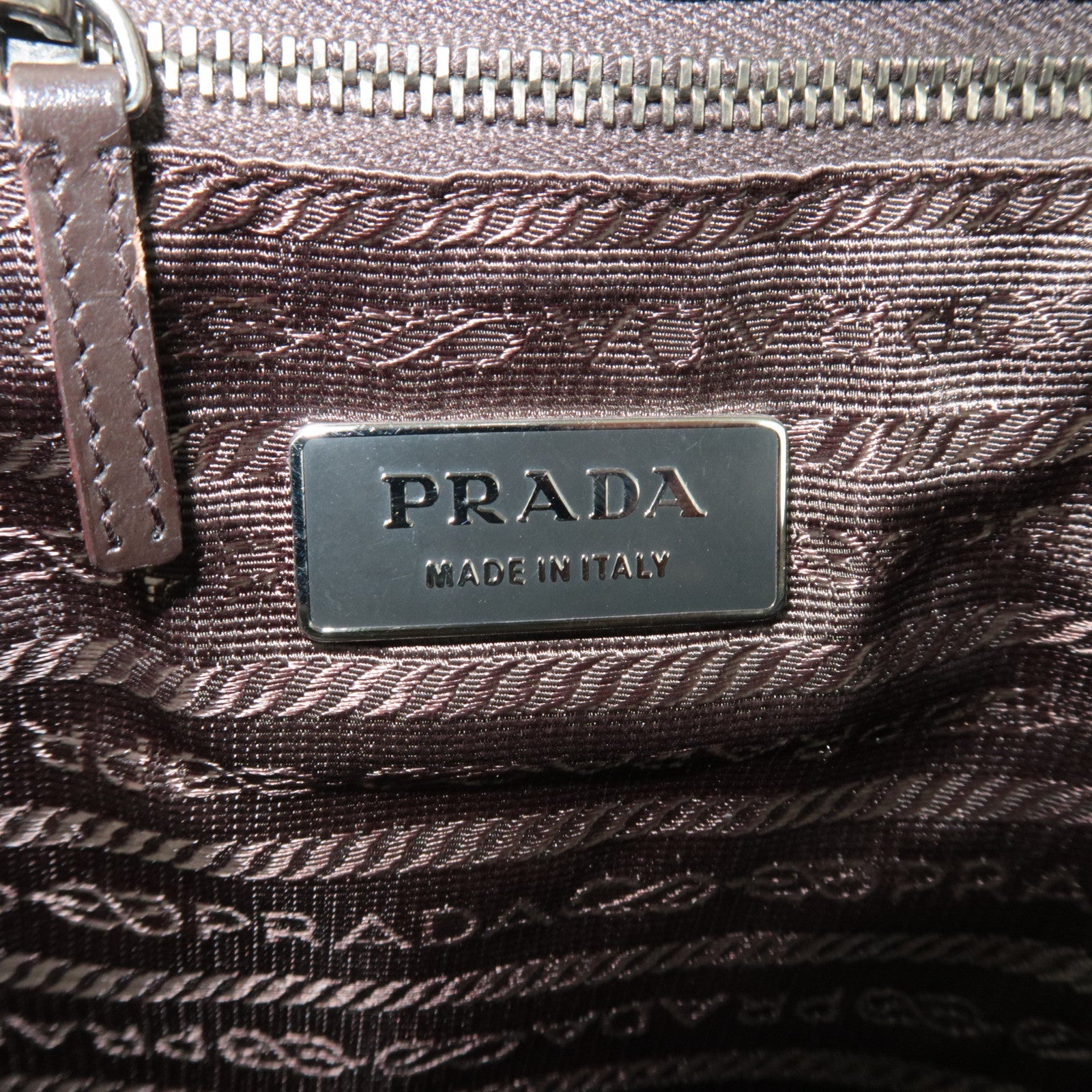 PRADA Tote Bag Canvas Leather Khaki Brown BN0540