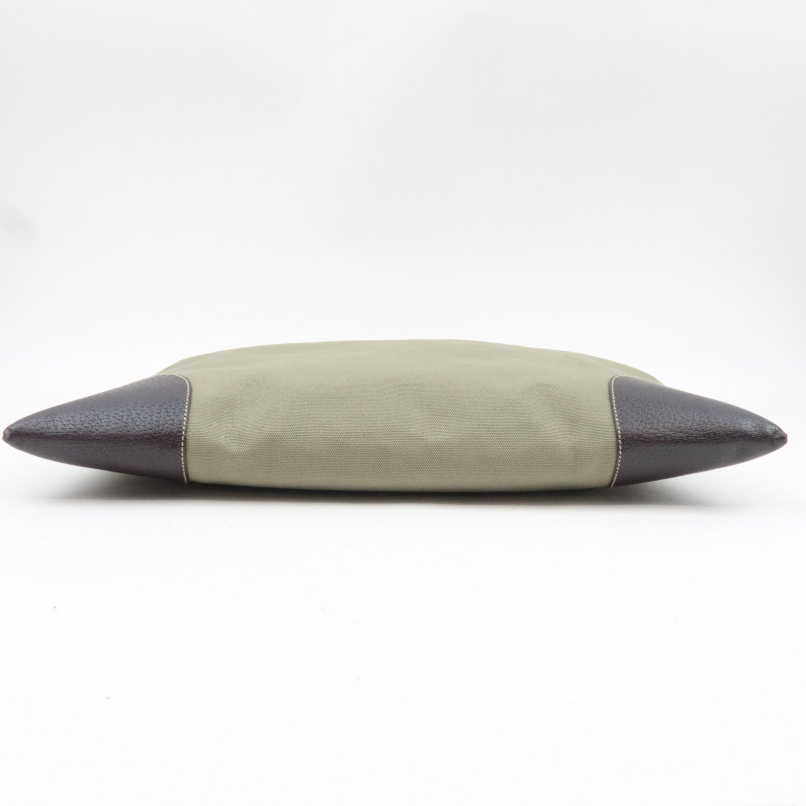 PRADA Tote Bag Canvas Leather Khaki Brown BN0540