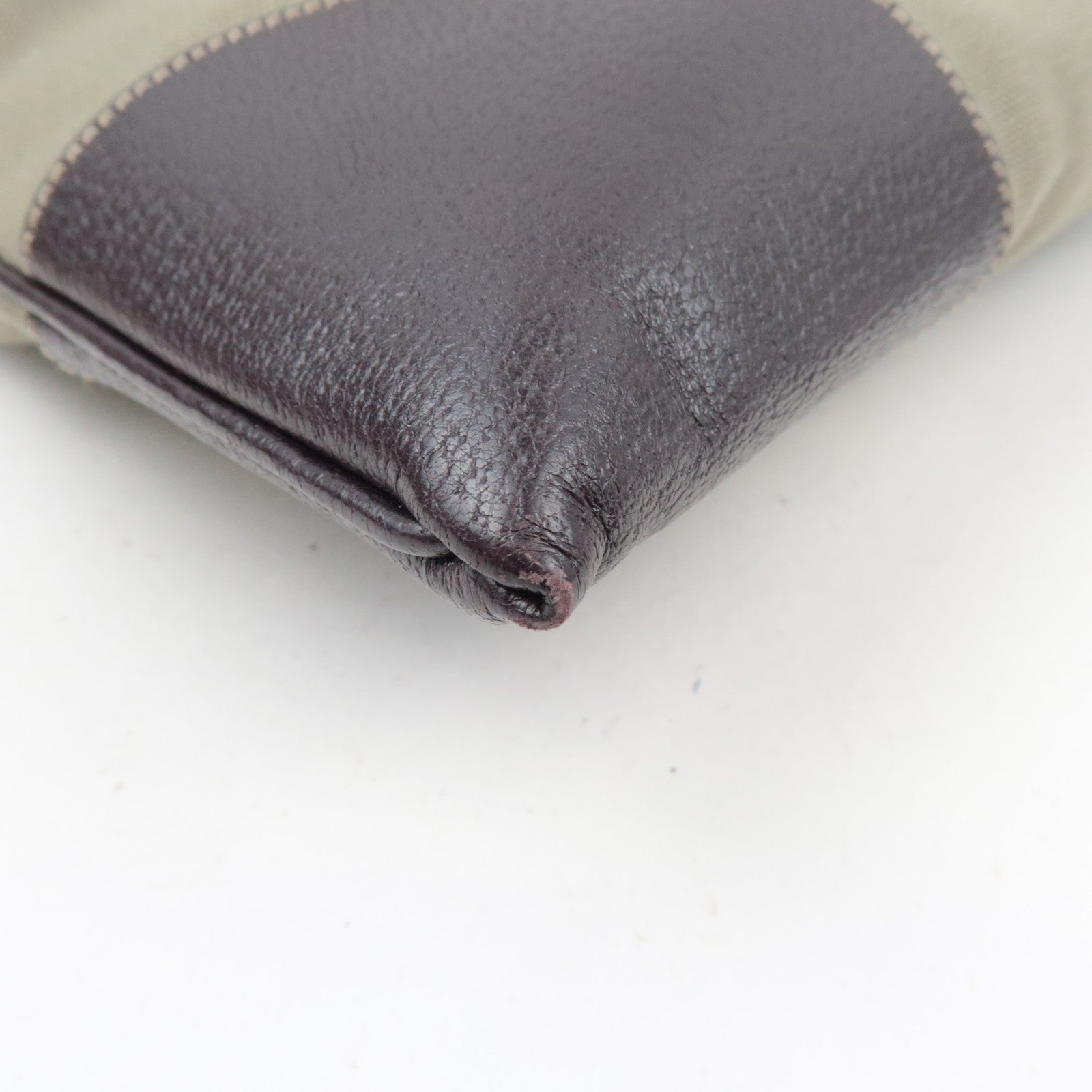 PRADA Tote Bag Canvas Leather Khaki Brown BN0540